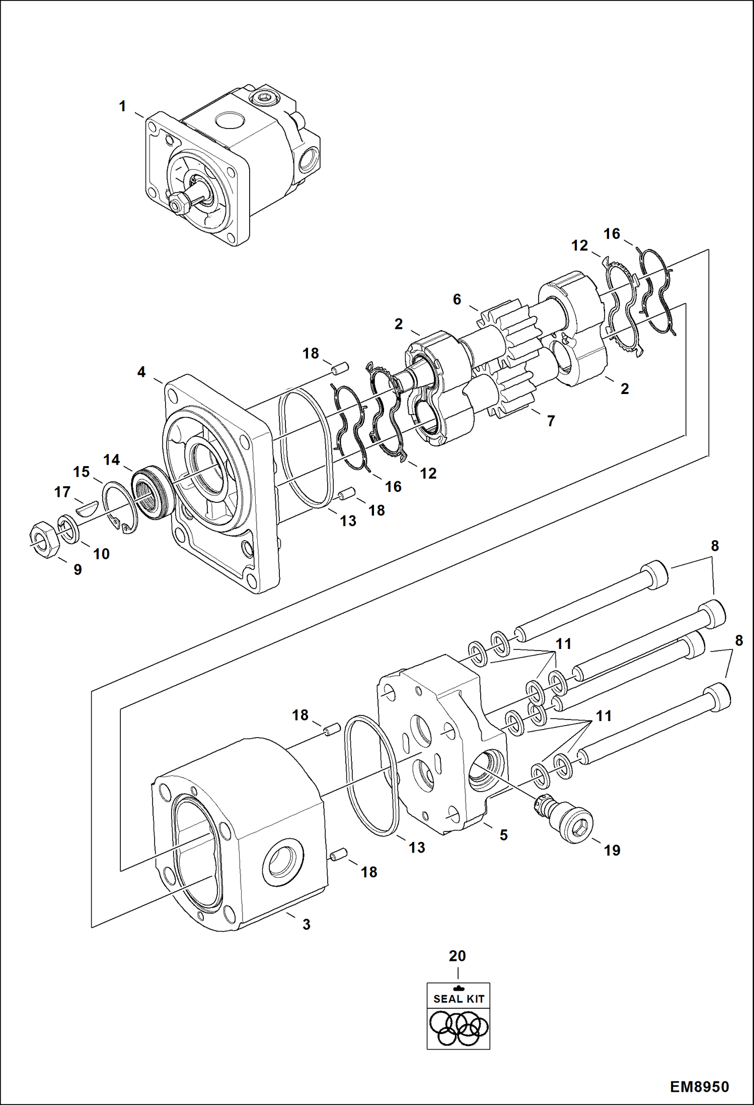 Схема запчастей Bobcat T40140 - FAN MOTOR HYDRAULIC SYSTEM