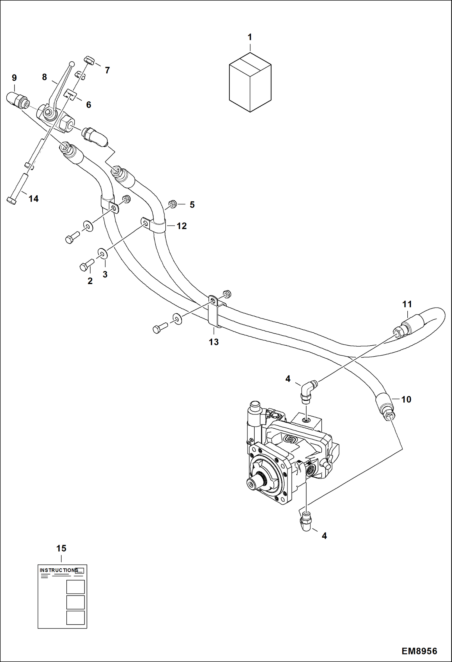 Схема запчастей Bobcat T2250 - HYDROSTATIC CIRCUITRY (Transmission Lock Override Kit) ACCESSORIES & OPTIONS