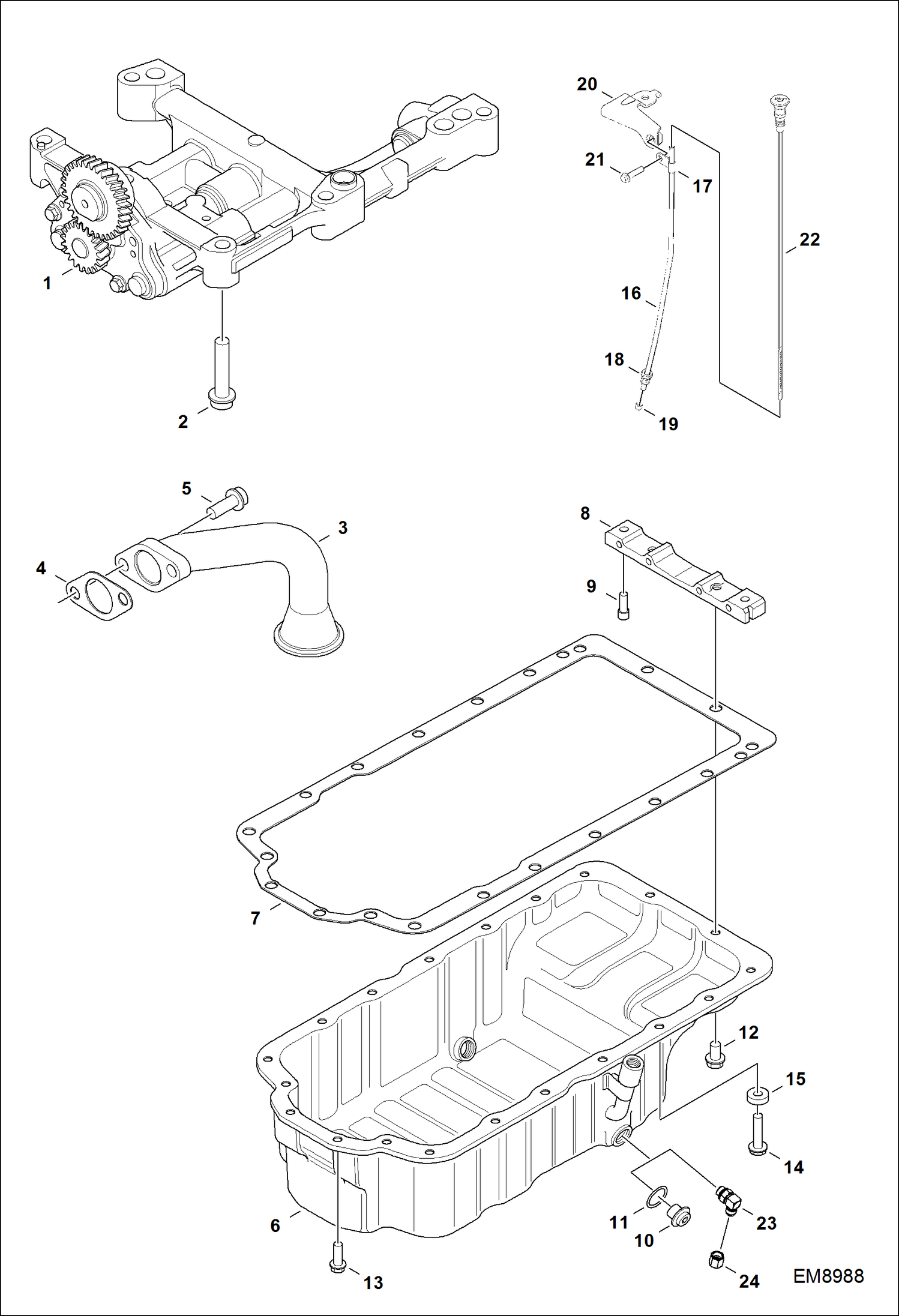 Схема запчастей Bobcat T40140 - OIL PUMP & OIL SUMP POWER UNIT