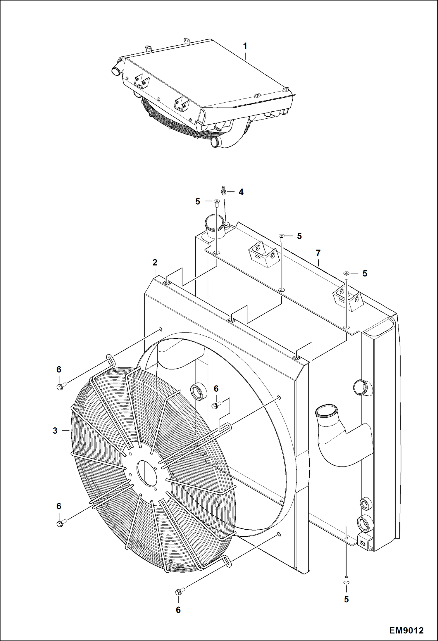 Схема запчастей Bobcat T40140 - ENGINE & ATTACHING PARTS (Radiator Water Exchanger) POWER UNIT