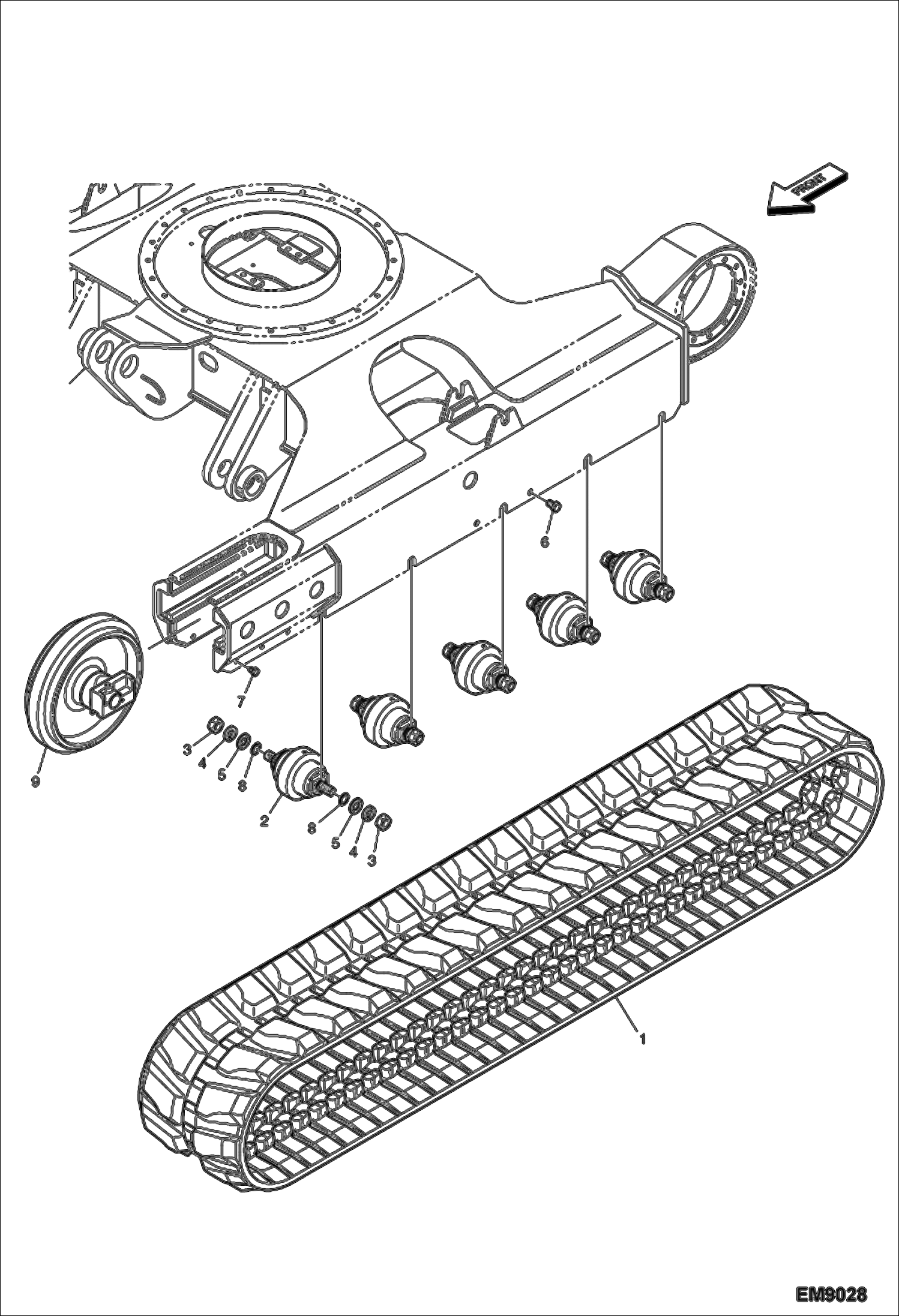 Схема запчастей Bobcat E60 - TRACK (Rubber) UNDERCARRIAGE