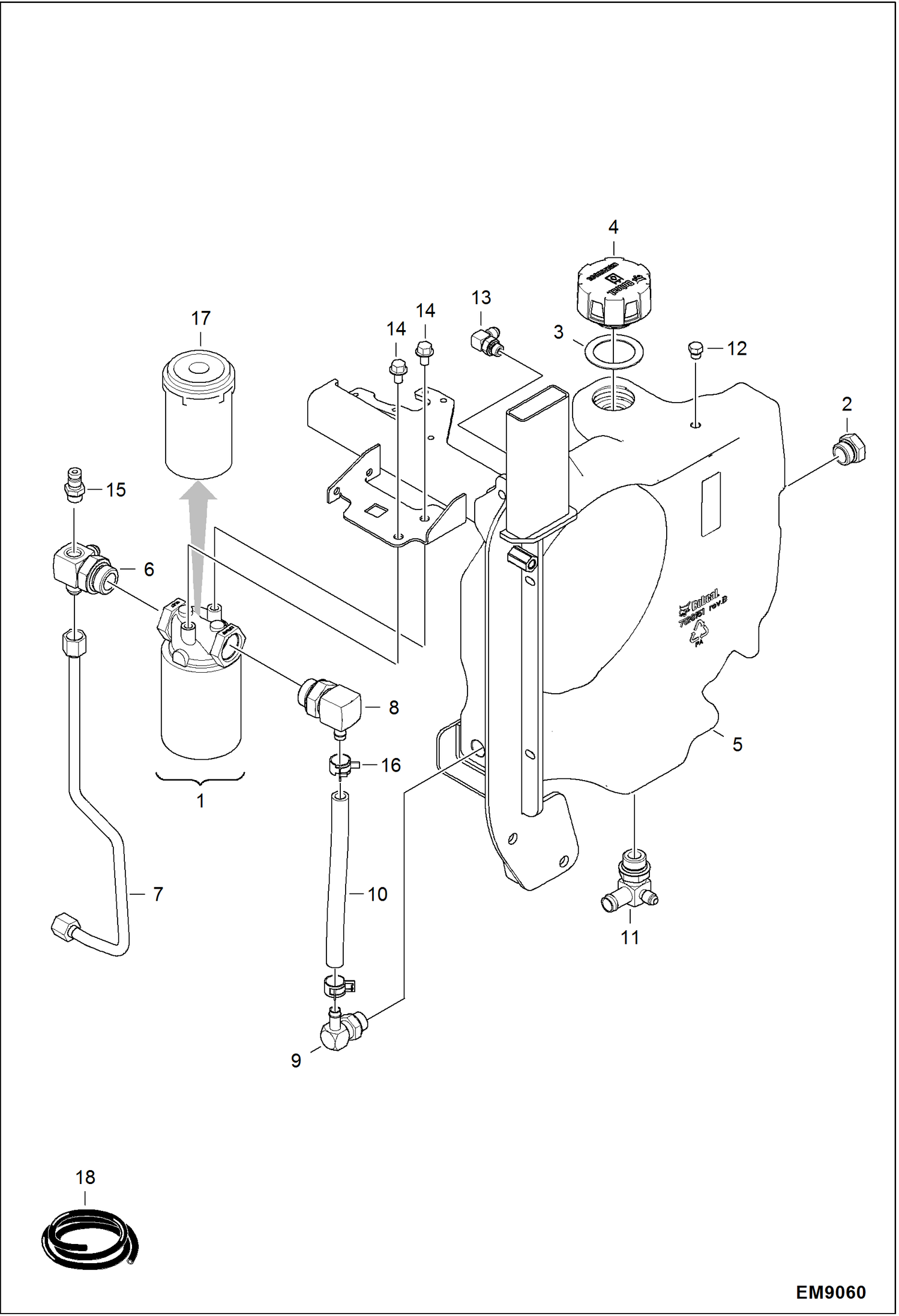 Схема запчастей Bobcat 418 - HYDRAULIC TANK CIRCUITRY (S/N AB4711453 & Above) HYDRAULIC SYSTEM