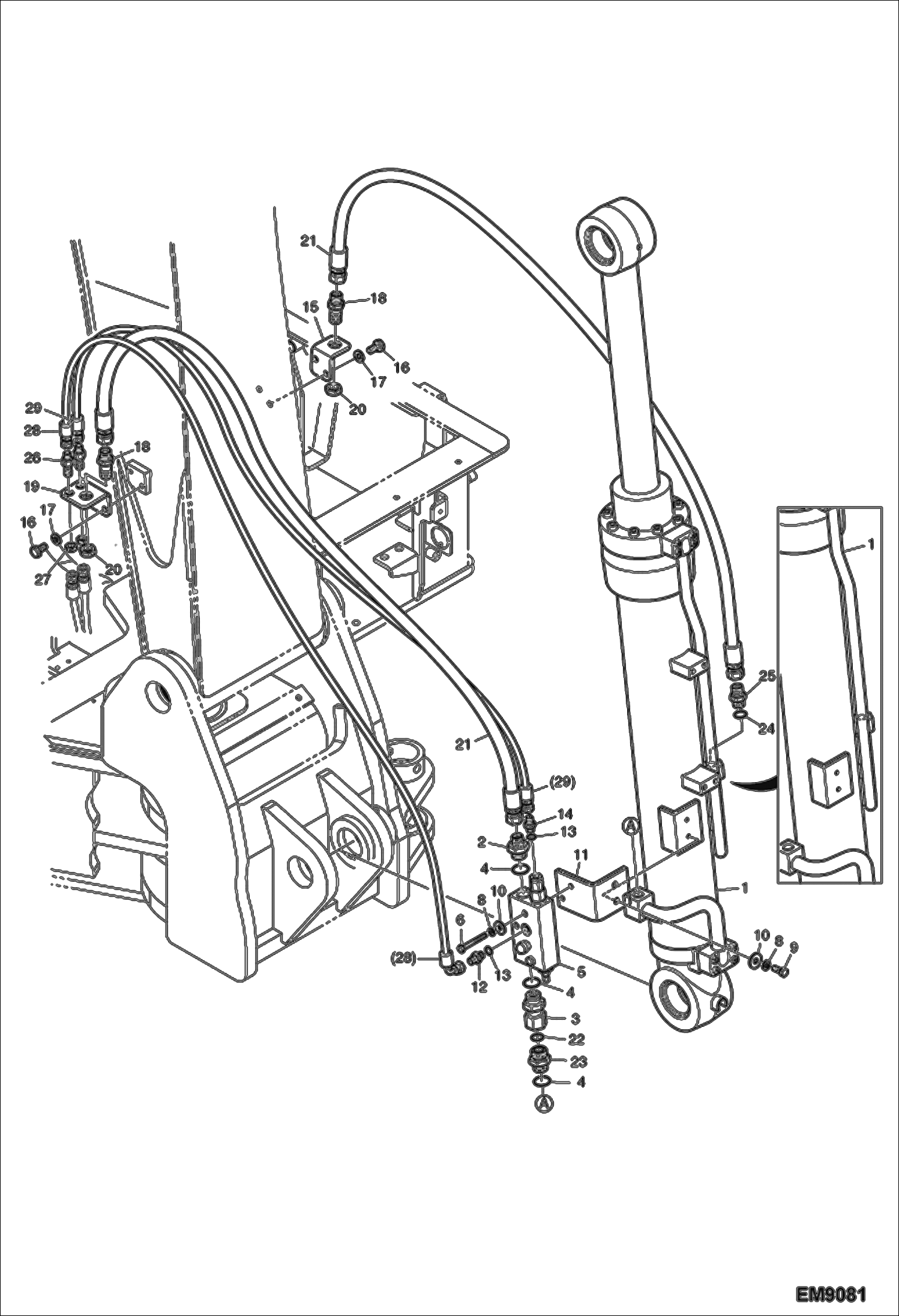 Схема запчастей Bobcat E80 - HYDRAULIC CIRCUITRY (Boom) (Boom Cylinder) (Boom Load Holding Valve) HYDRAULIC SYSTEM