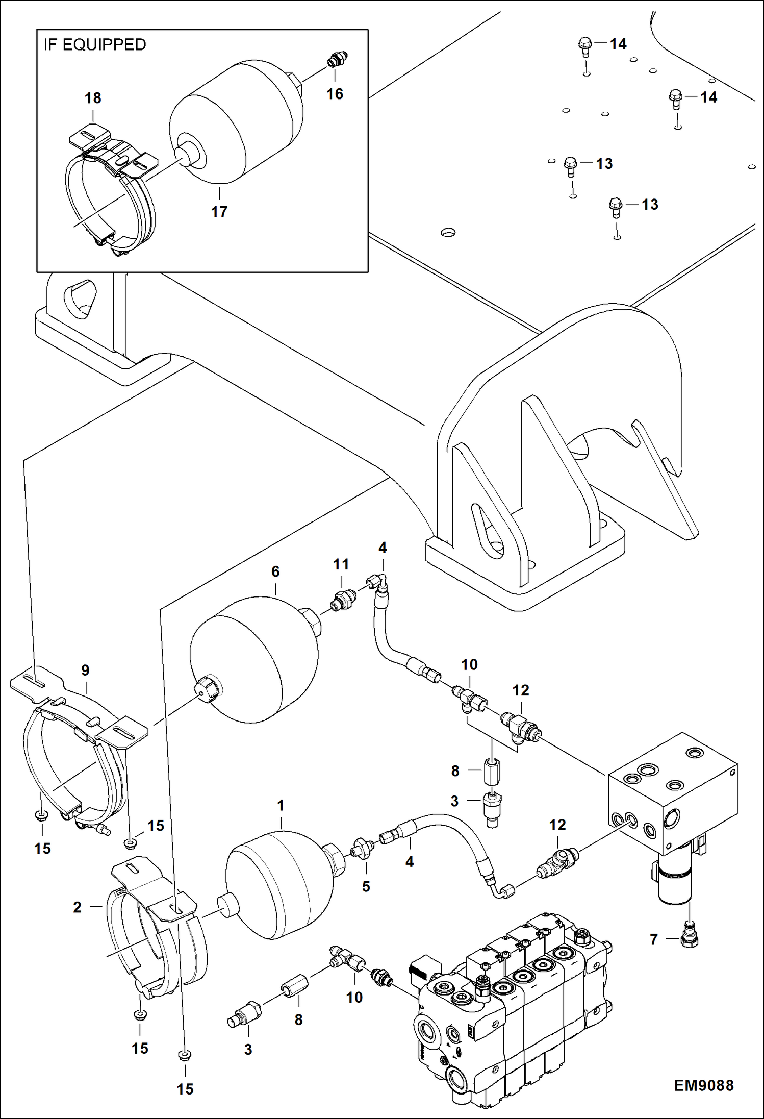 Схема запчастей Bobcat TL470HF - HYDRAULIC CIRCUITRY (Accumulator)(Germany) ACCESSORIES & OPTIONS