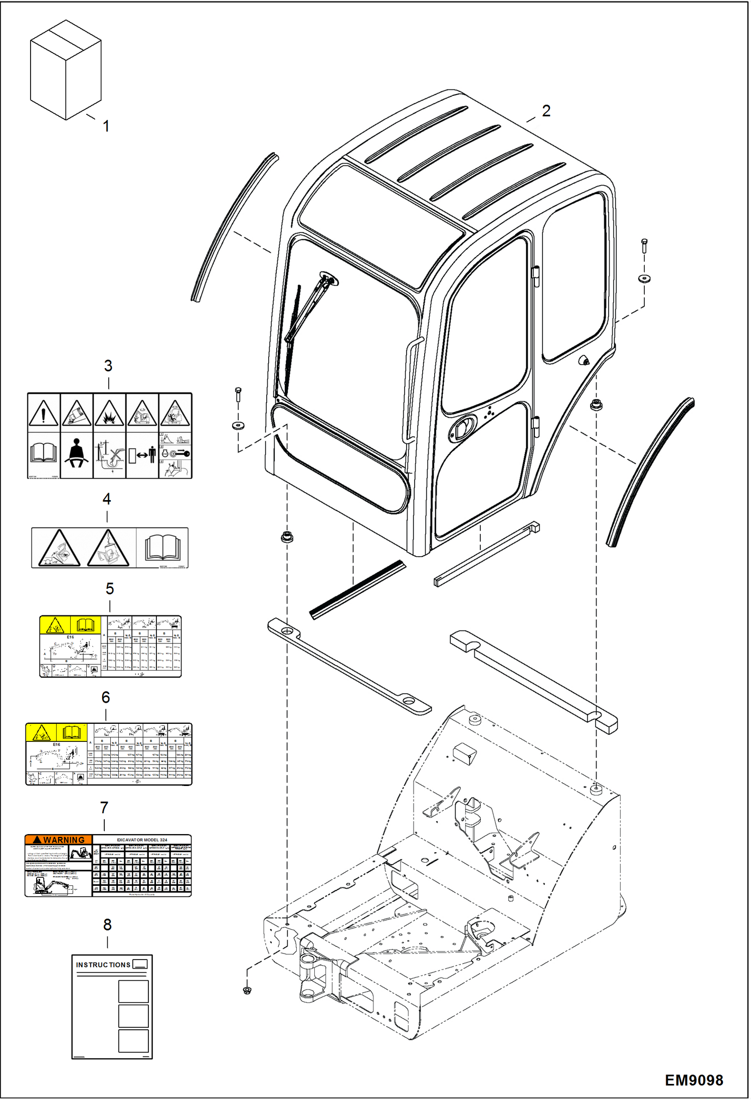 Схема запчастей Bobcat E16 - CAB KIT ACCESSORIES & OPTIONS