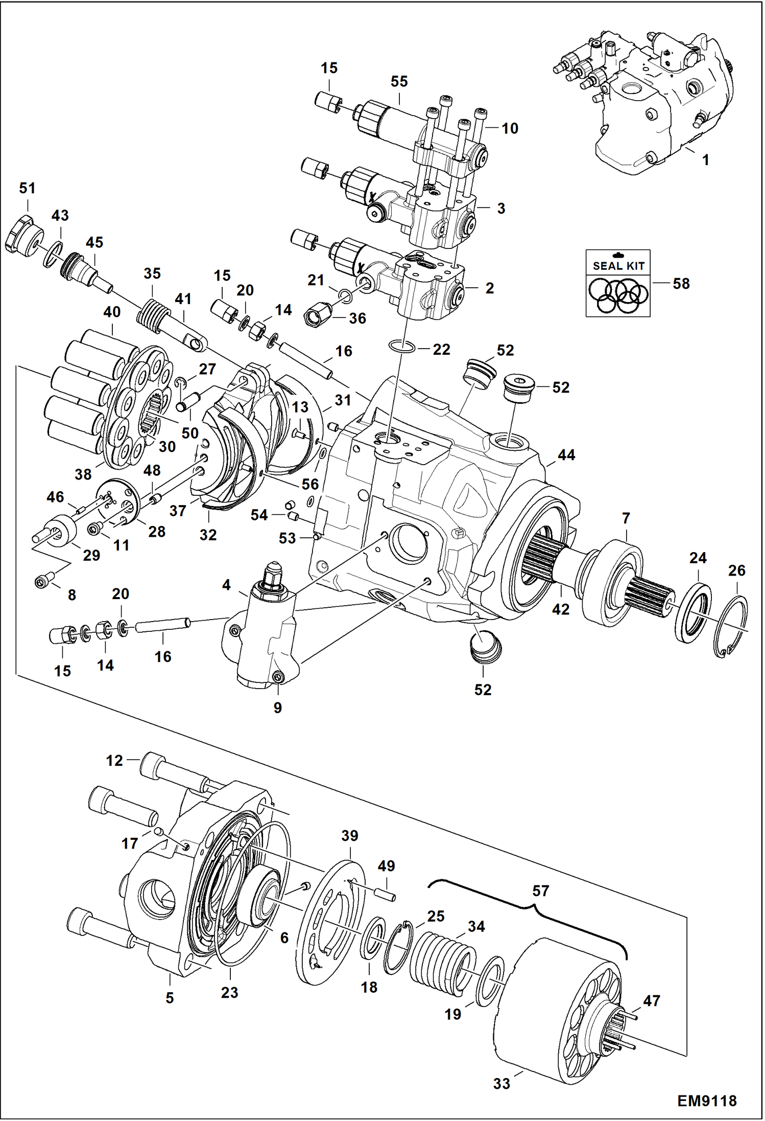 Схема запчастей Bobcat TL470HF - PISTON PUMP HYDRAULIC SYSTEM