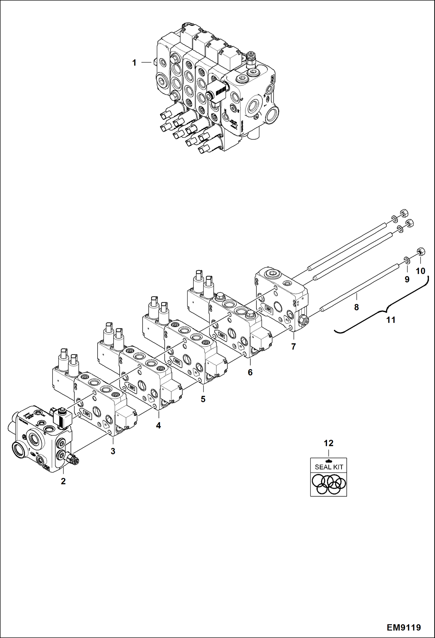 Схема запчастей Bobcat TL470HF - CONTROL VALVE HYDRAULIC SYSTEM