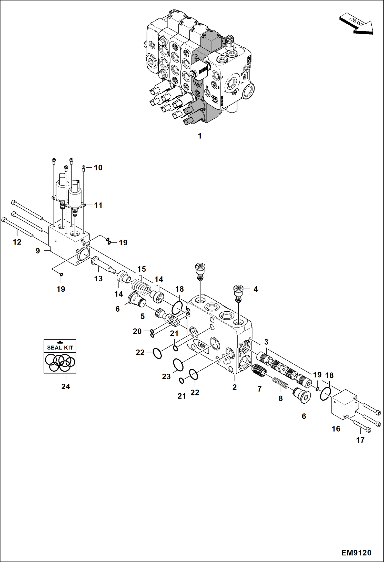 Схема запчастей Bobcat TL470HF - CONTROL VALVE (Lifting Section) HYDRAULIC SYSTEM