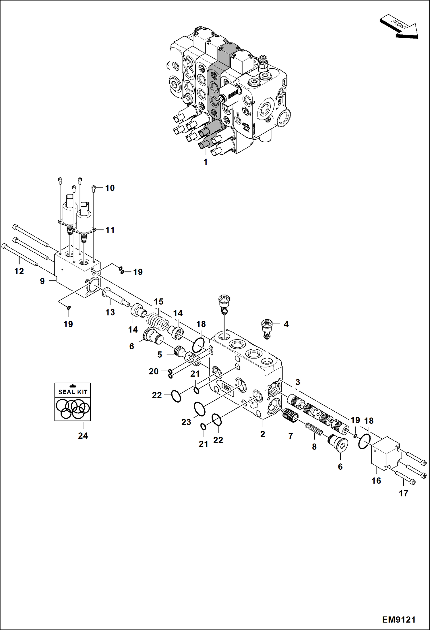 Схема запчастей Bobcat TL470HF - CONTROL VALVE (Tilting Section) HYDRAULIC SYSTEM