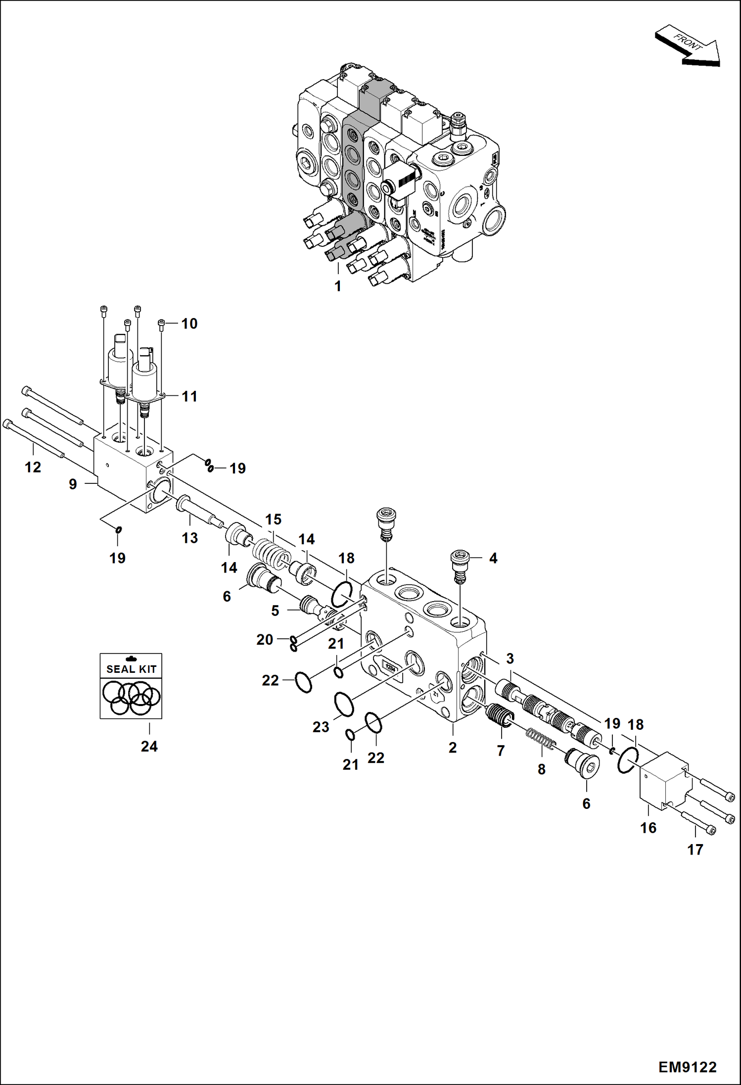 Схема запчастей Bobcat TL470HF - CONTROL VALVE (Telescoping Section) HYDRAULIC SYSTEM