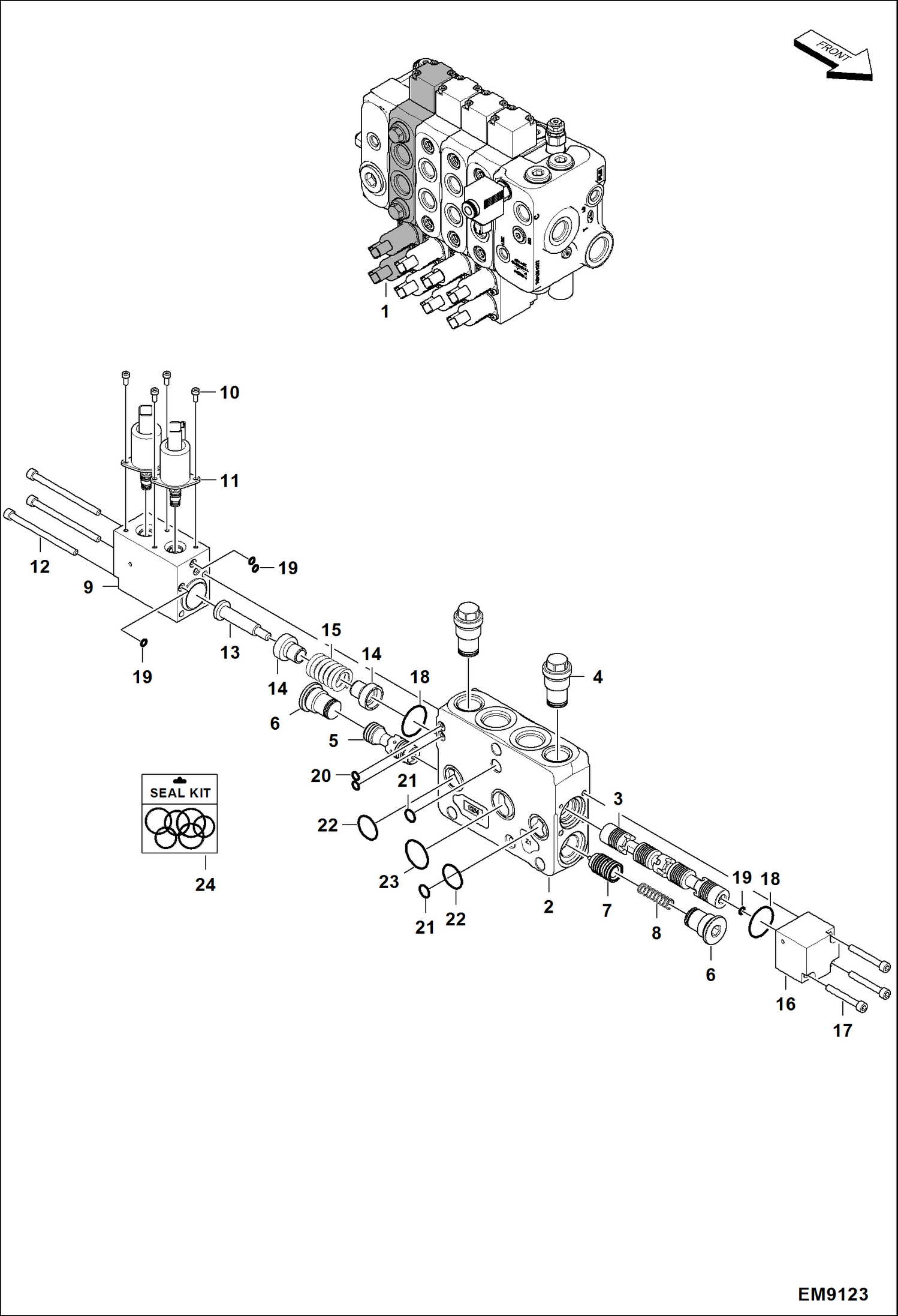 Схема запчастей Bobcat TL470HF - CONTROL VALVE (Auxiliary Section) HYDRAULIC SYSTEM