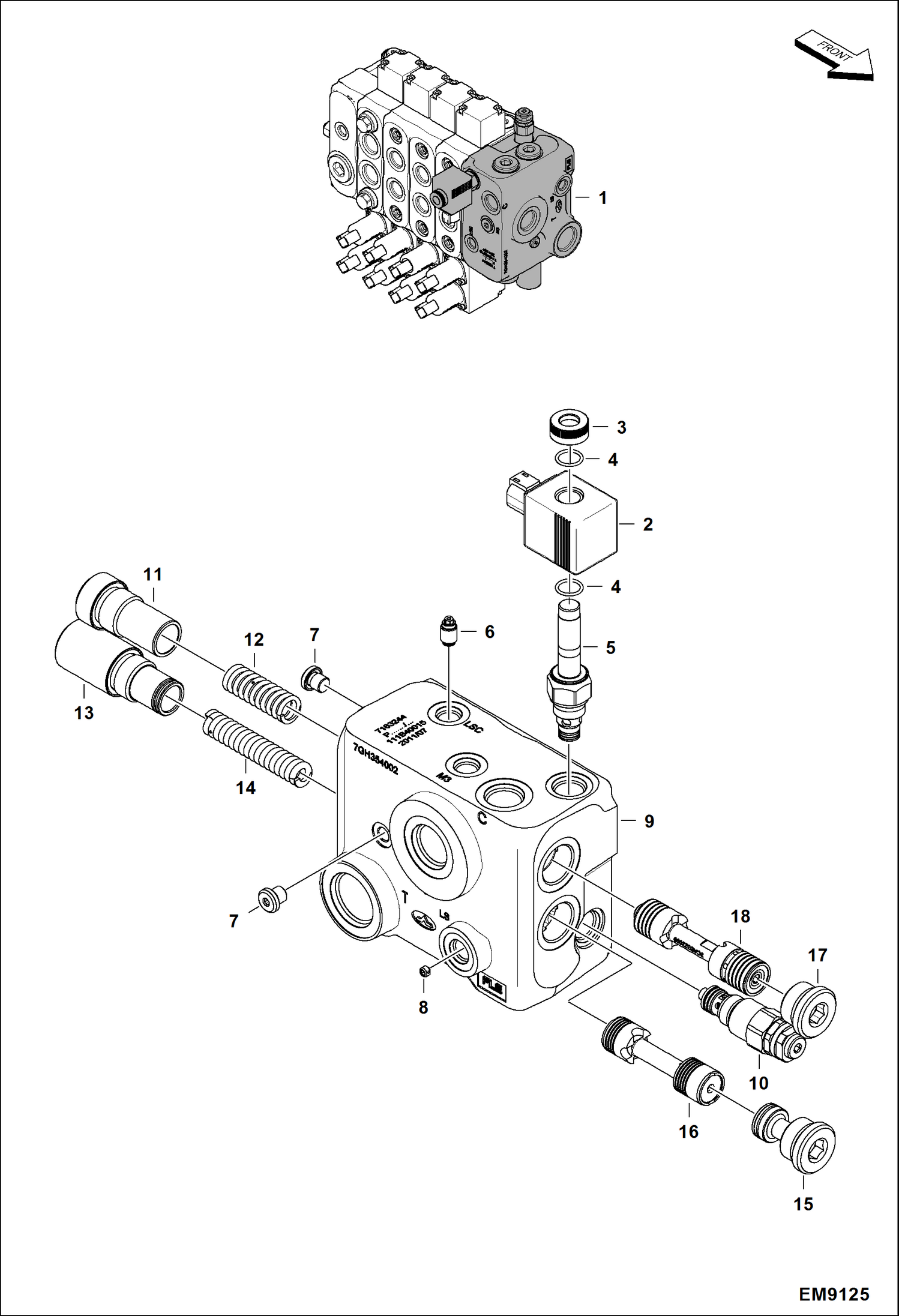 Схема запчастей Bobcat TL470HF - CONTROL VALVE (Inlet Section) HYDRAULIC SYSTEM