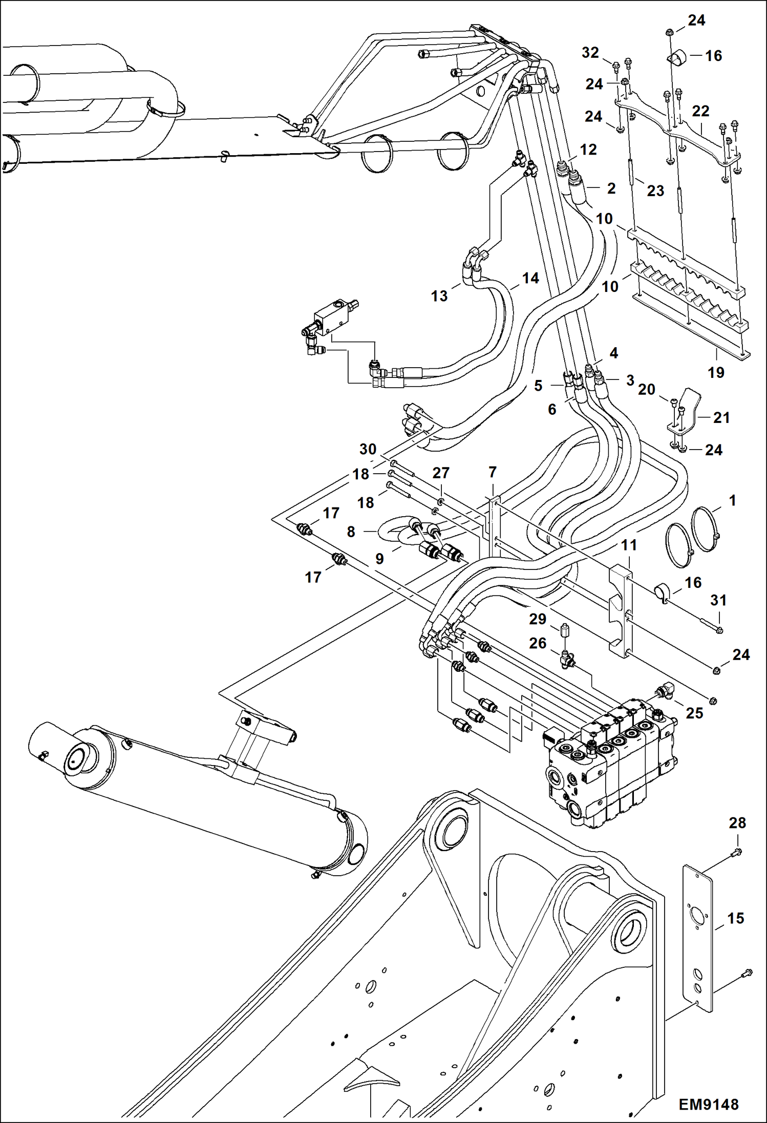 Схема запчастей Bobcat TL470HF - HYDRAULIC CIRCUITRY (W/Auxiliary) ACCESSORIES & OPTIONS