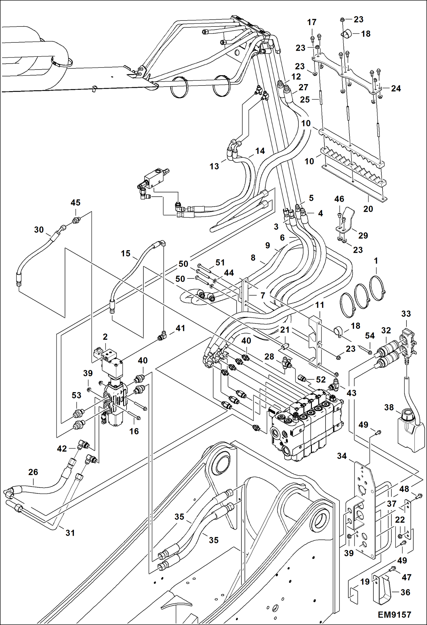 Схема запчастей Bobcat TL470HF - HYDRAULIC CIRCUITRY (Rear Auxiliary Hydraulics) ACCESSORIES & OPTIONS