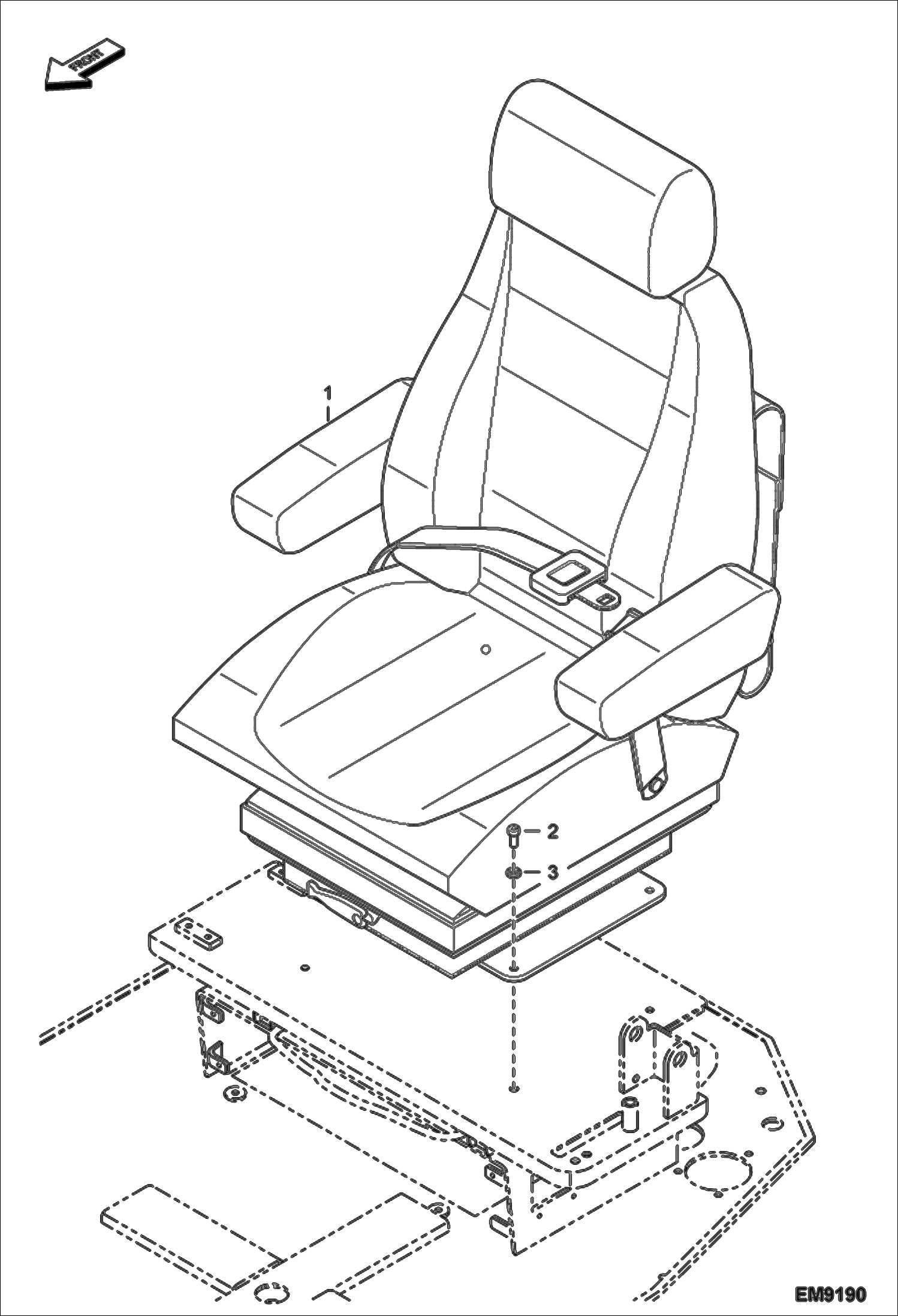 Схема запчастей Bobcat E60 - OPERATOR CAB (Seat Mounting) MAIN FRAME