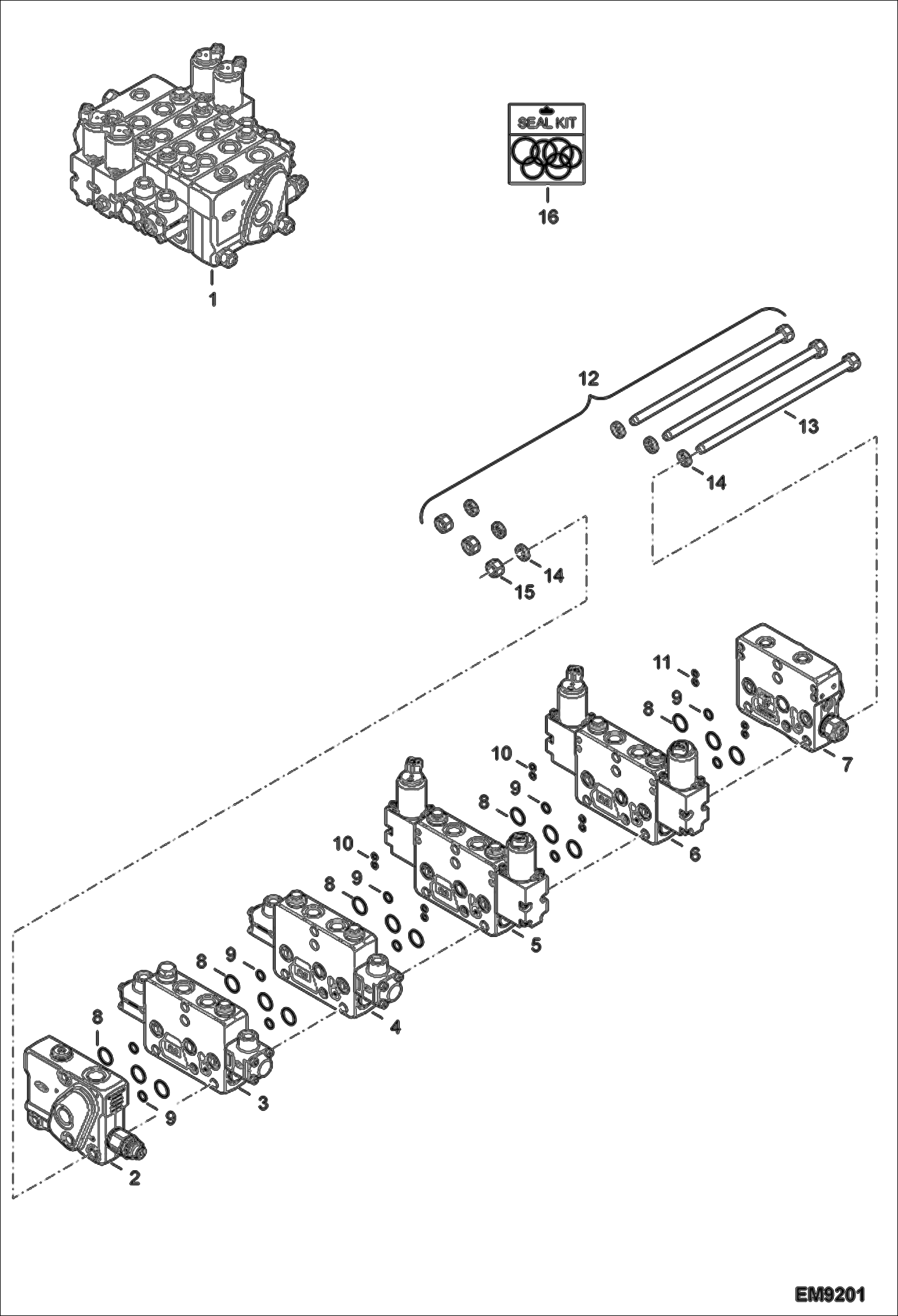 Схема запчастей Bobcat T2250 - CONTROL VALVE (S/N AC1911252 & Above) HYDRAULIC SYSTEM