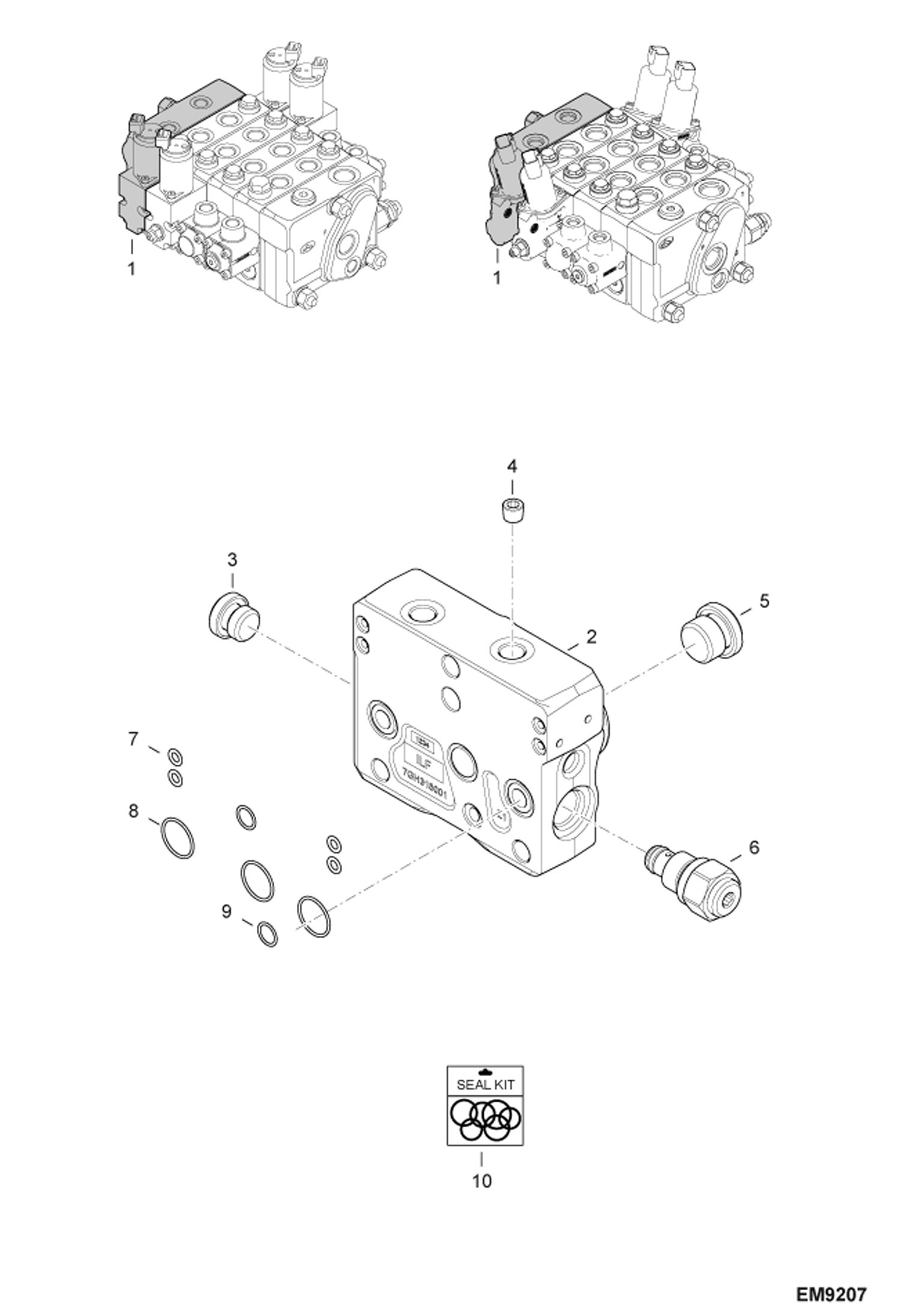 Схема запчастей Bobcat T2250 - CONTROL VALVE SECTION (Outlet) (S/N AC1911252 & Above) HYDRAULIC SYSTEM