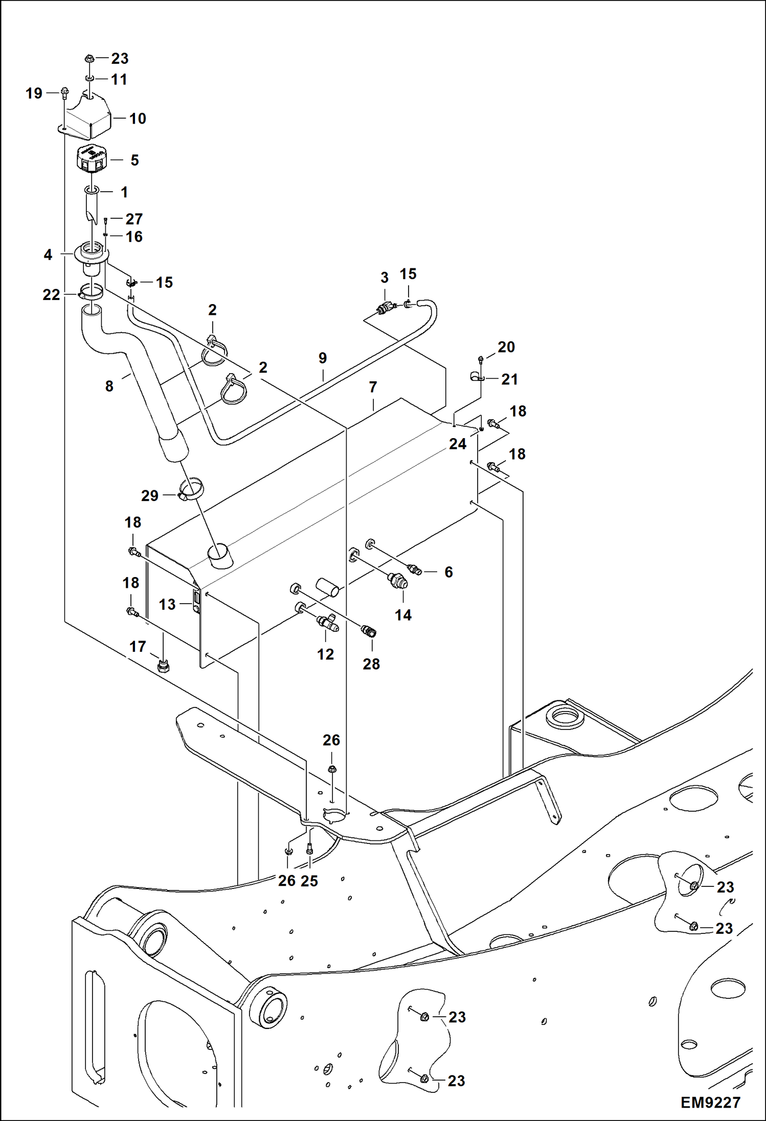 Схема запчастей Bobcat TL470HF - HYDRAULIC TANK HYDRAULIC SYSTEM