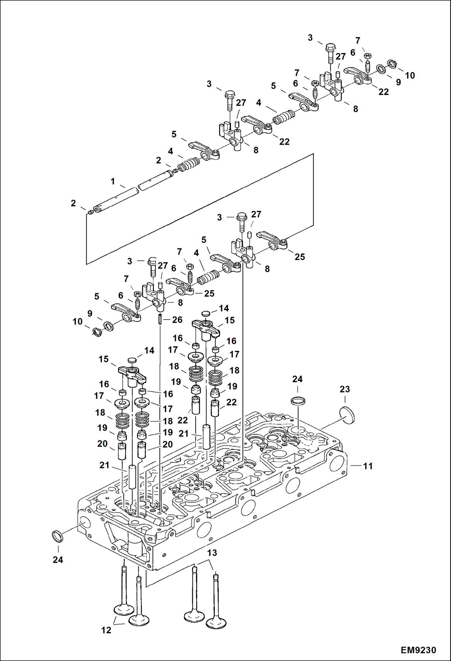 Схема запчастей Bobcat T2250 - CYLINDER HEAD POWER UNIT