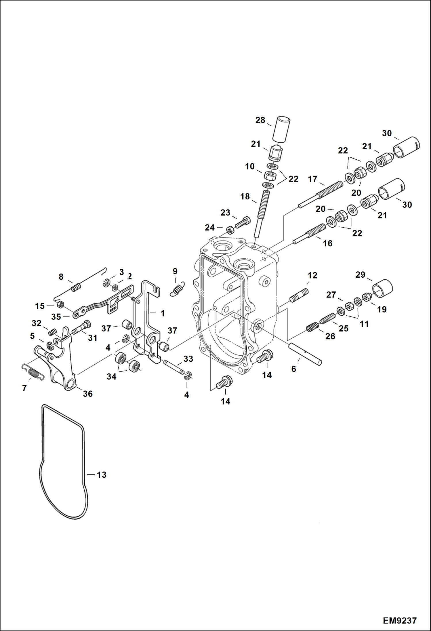 Схема запчастей Bobcat T2250 - GOVERNOR (Fork Lever & Adjusting Bolt) POWER UNIT