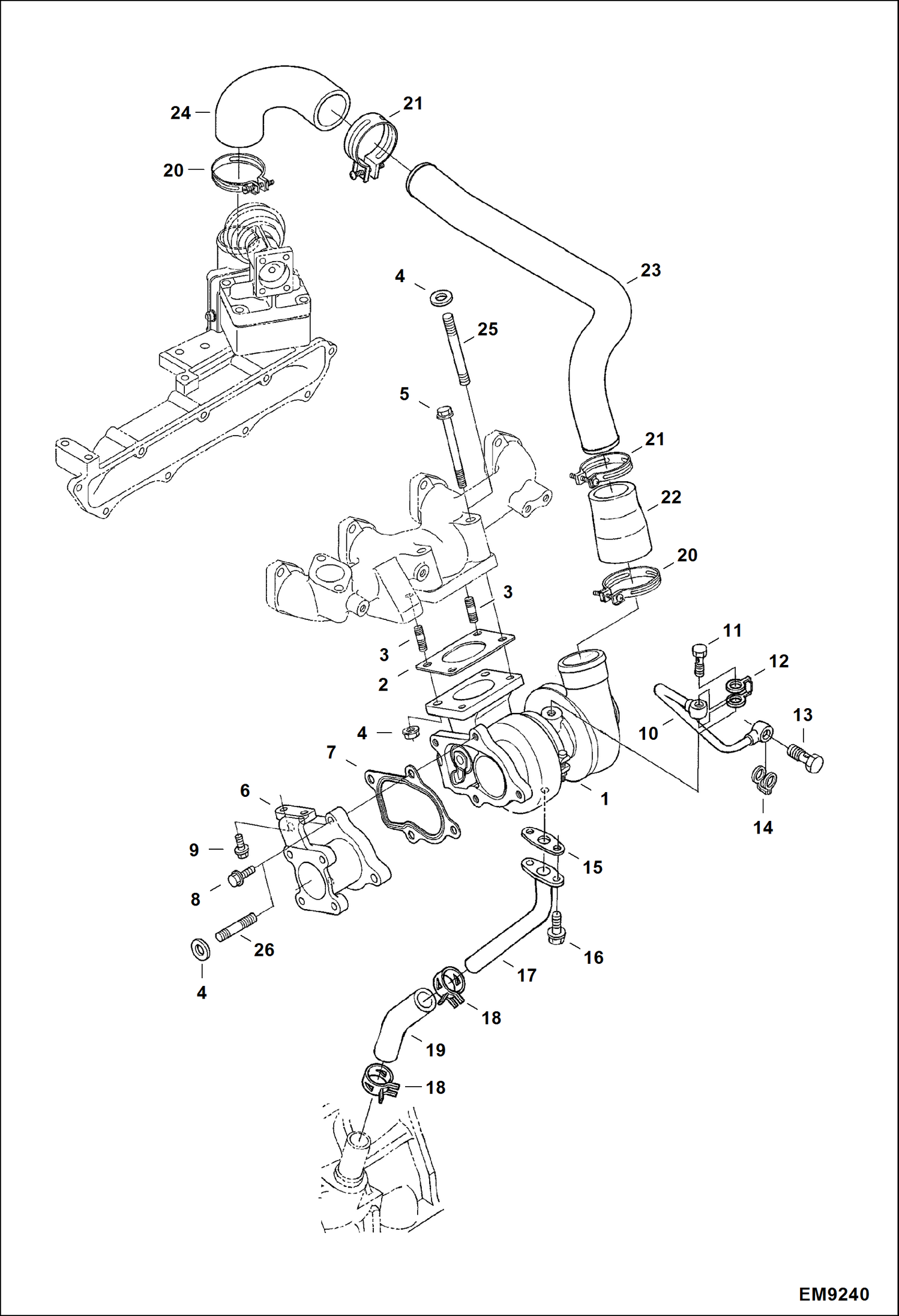 Схема запчастей Bobcat T2250 - TURBOCHARGER POWER UNIT