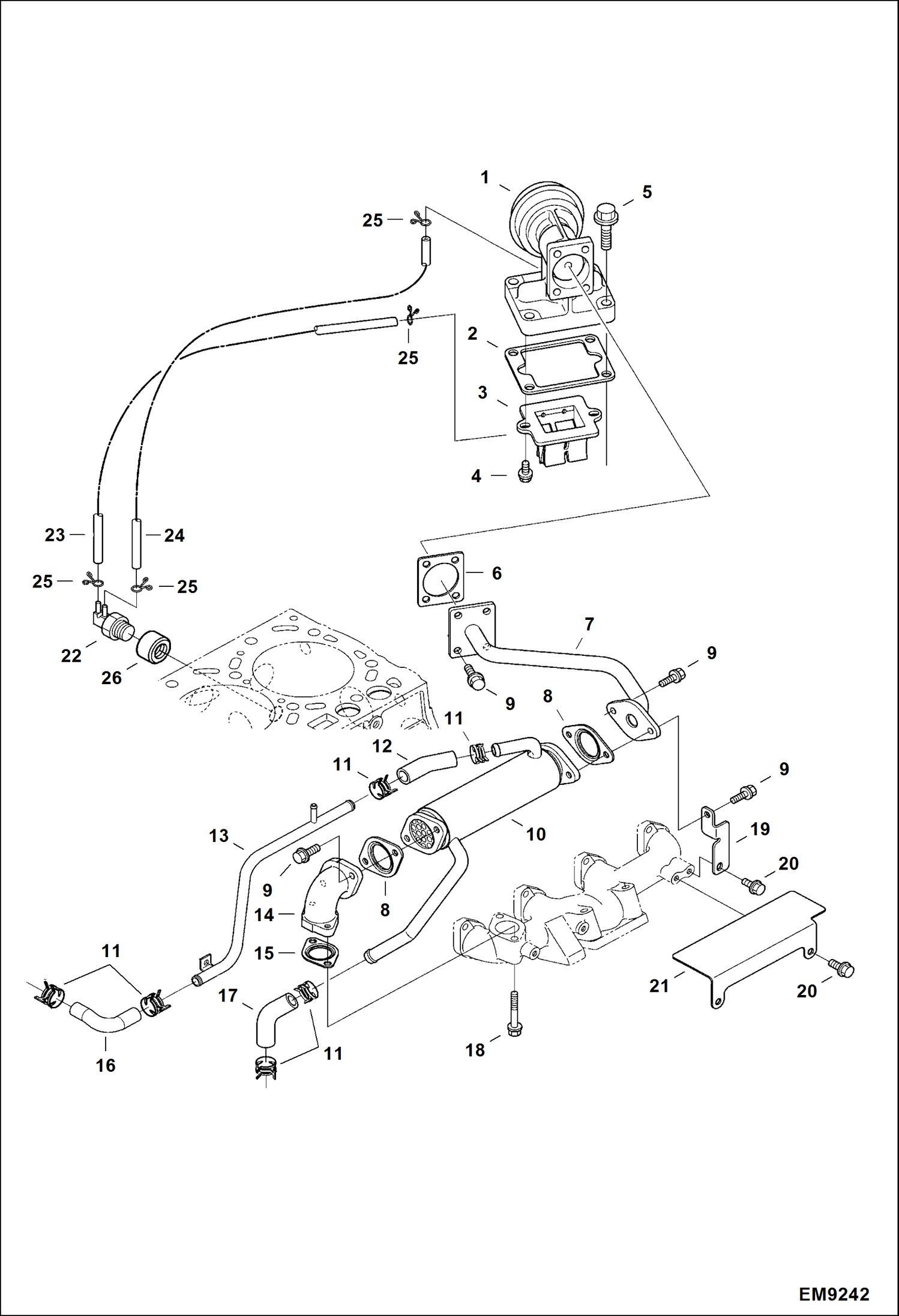 Схема запчастей Bobcat T2250 - EGR VALVE POWER UNIT