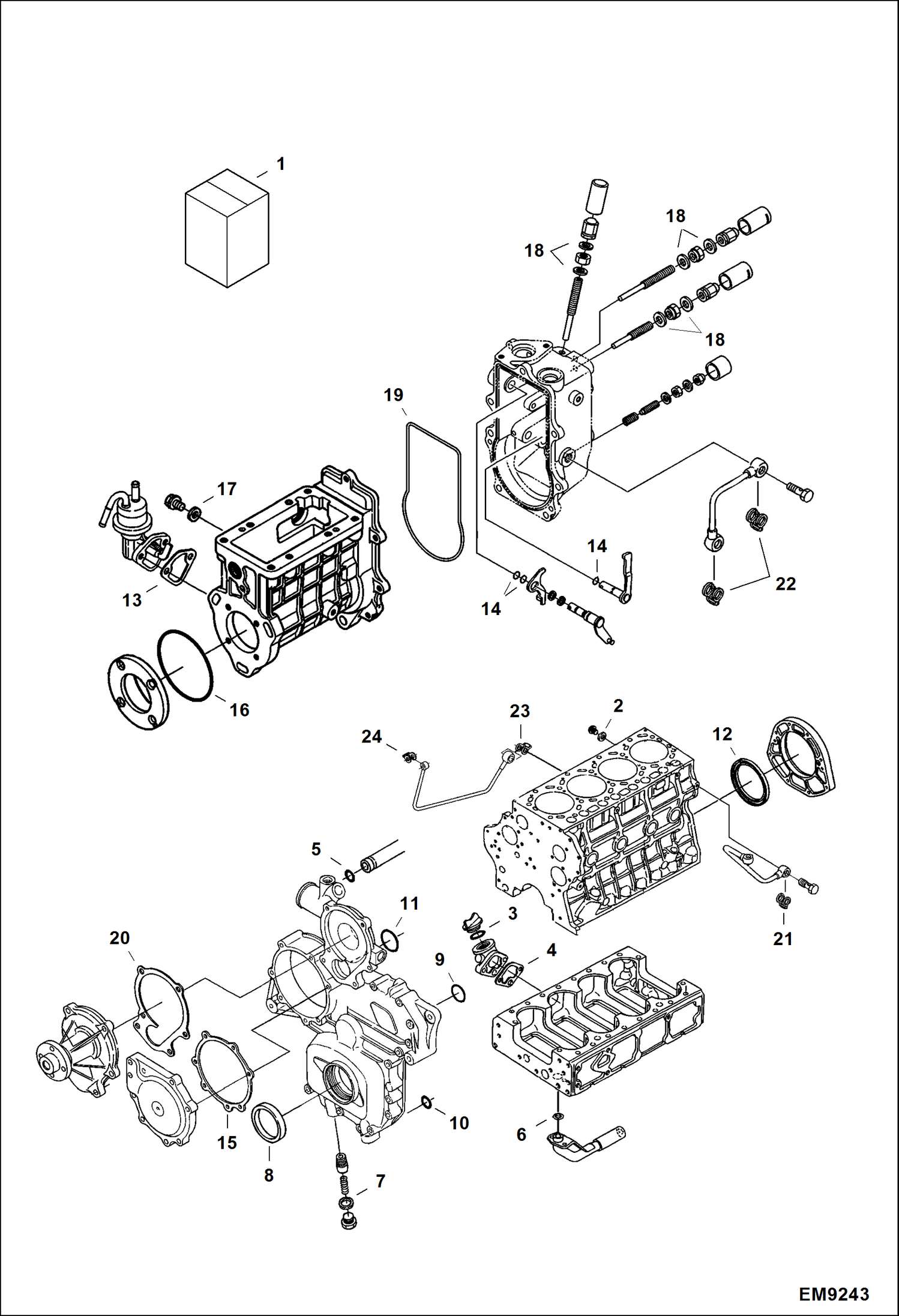 Схема запчастей Bobcat T2250 - LOWER GASKET KIT POWER UNIT