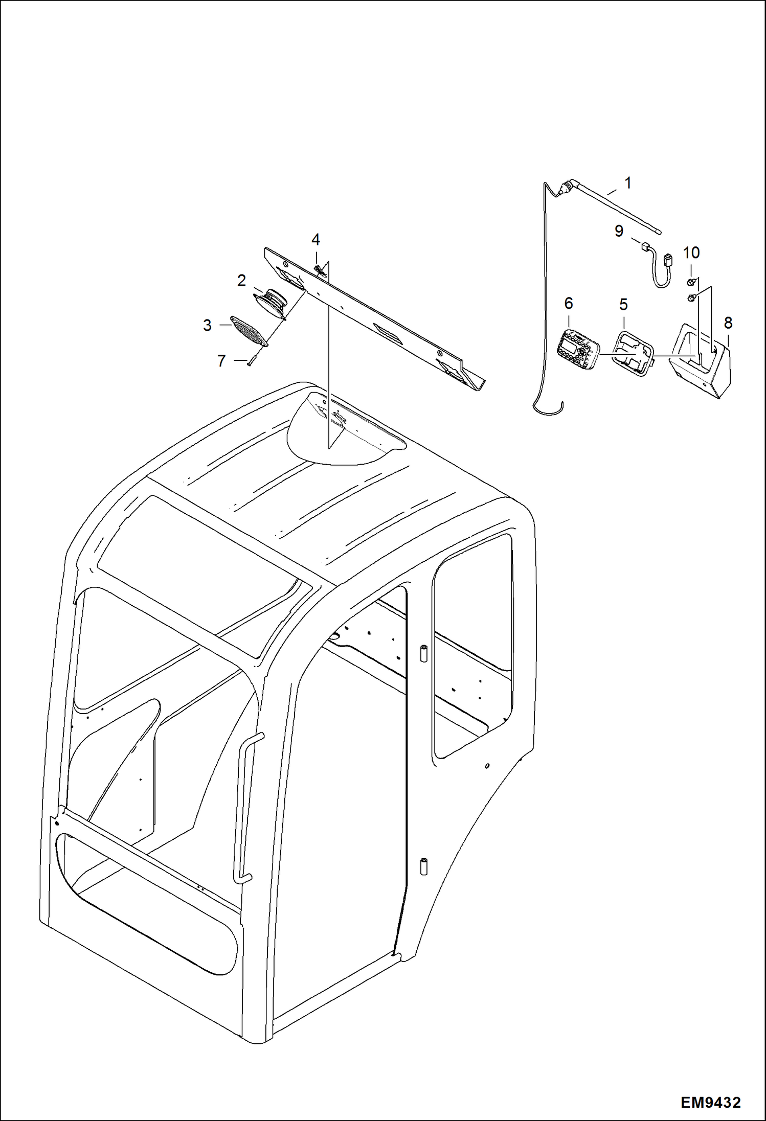 Схема запчастей Bobcat 324 - RADIO (Jensen) (AKY522001 & Above) ACCESSORIES & OPTIONS