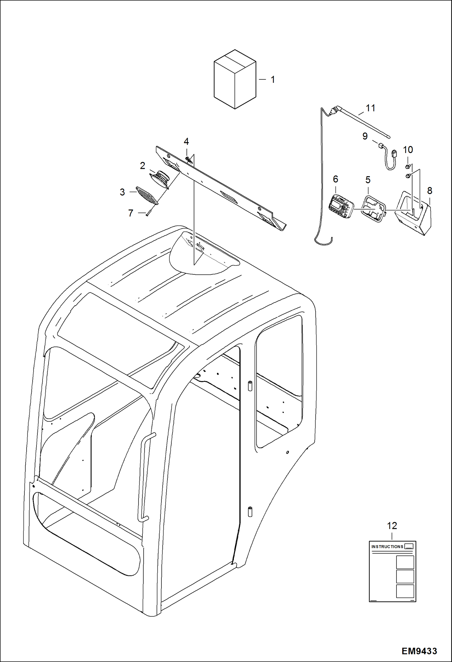 Схема запчастей Bobcat 324 - RADIO KIT (Jensen) (AKY522001 & Above) ACCESSORIES & OPTIONS