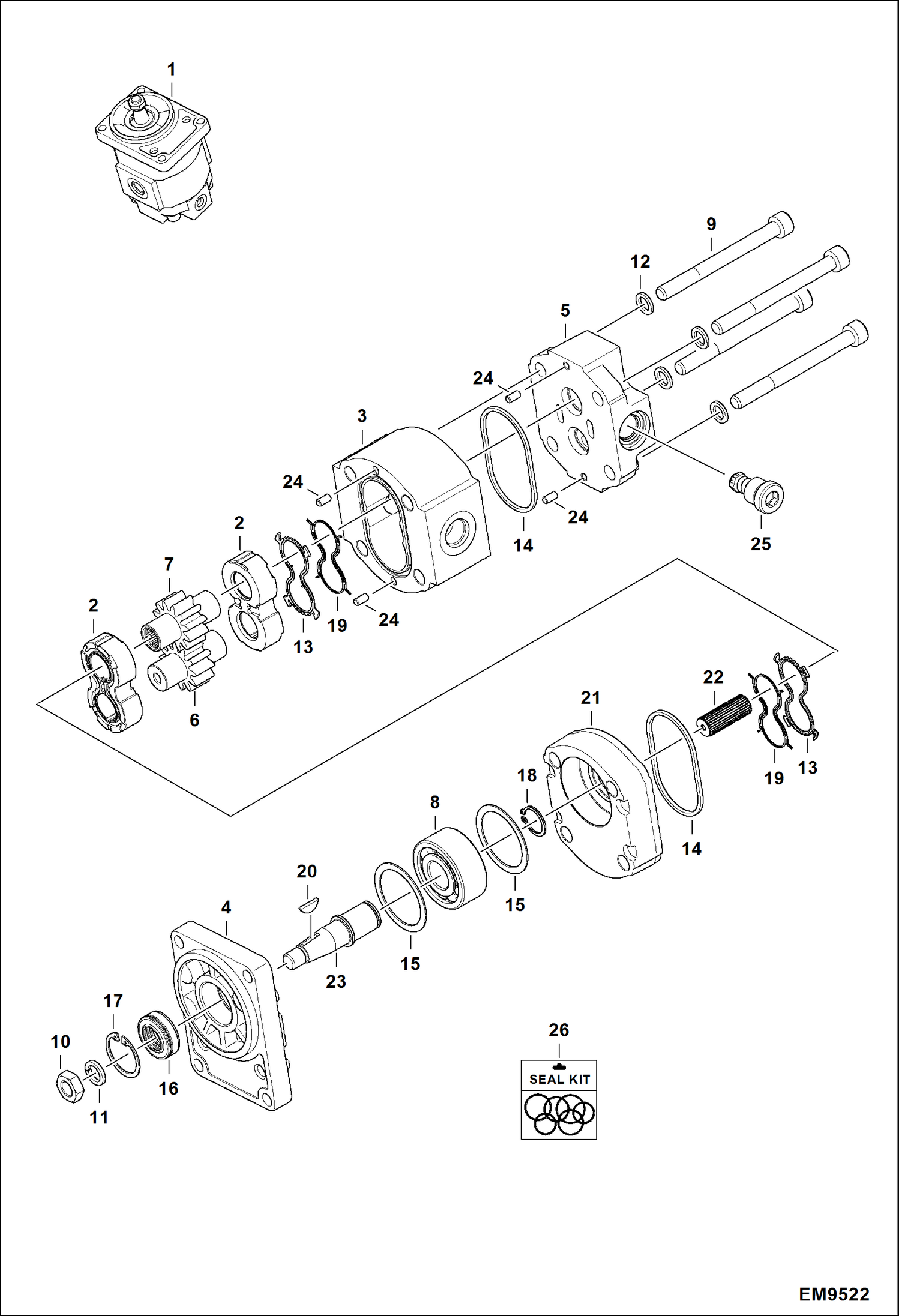 Схема запчастей Bobcat TL470HF - FAN MOTOR HYDRAULIC SYSTEM