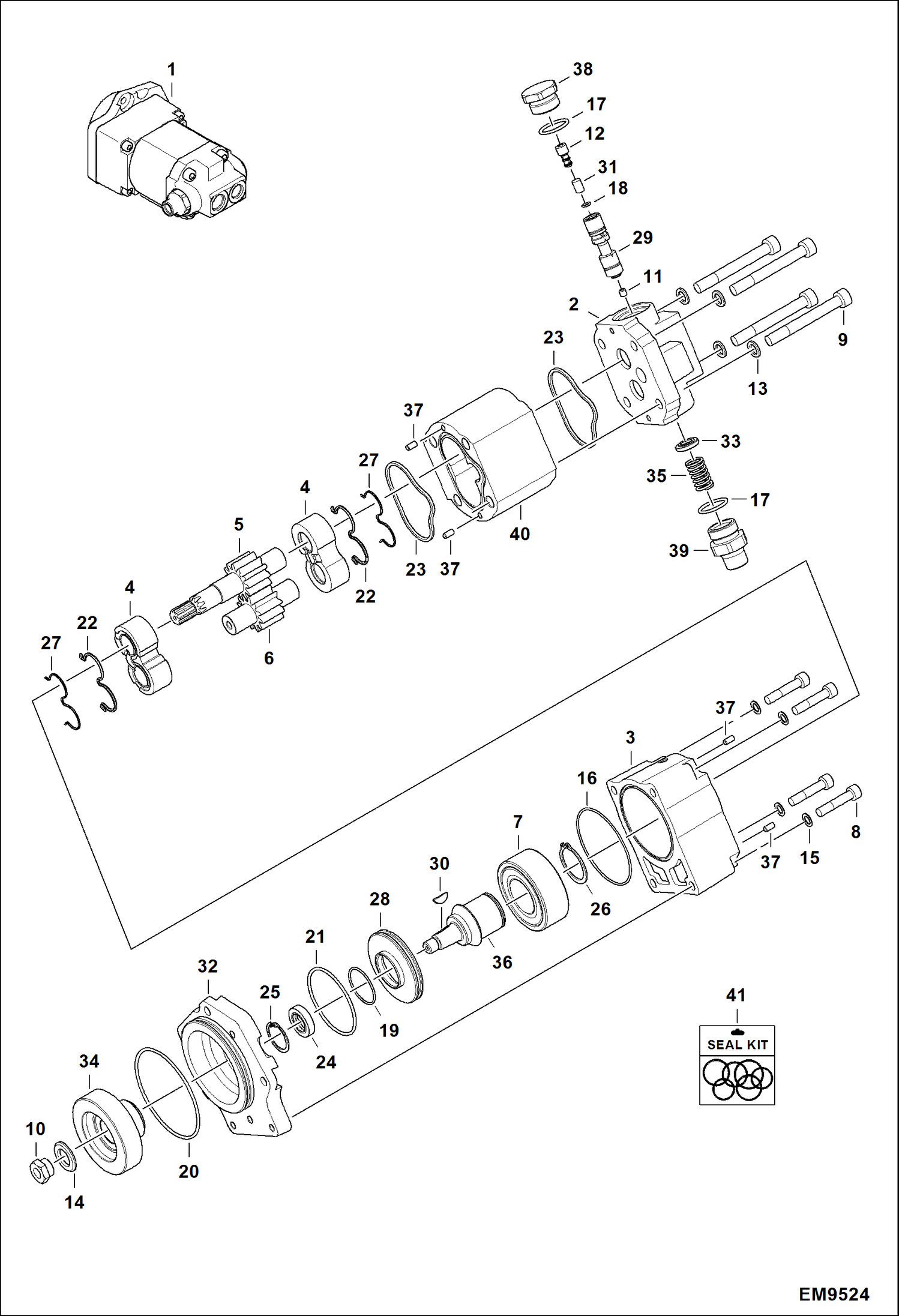 Схема запчастей Bobcat TL470HF - FAN PUMP HYDRAULIC SYSTEM