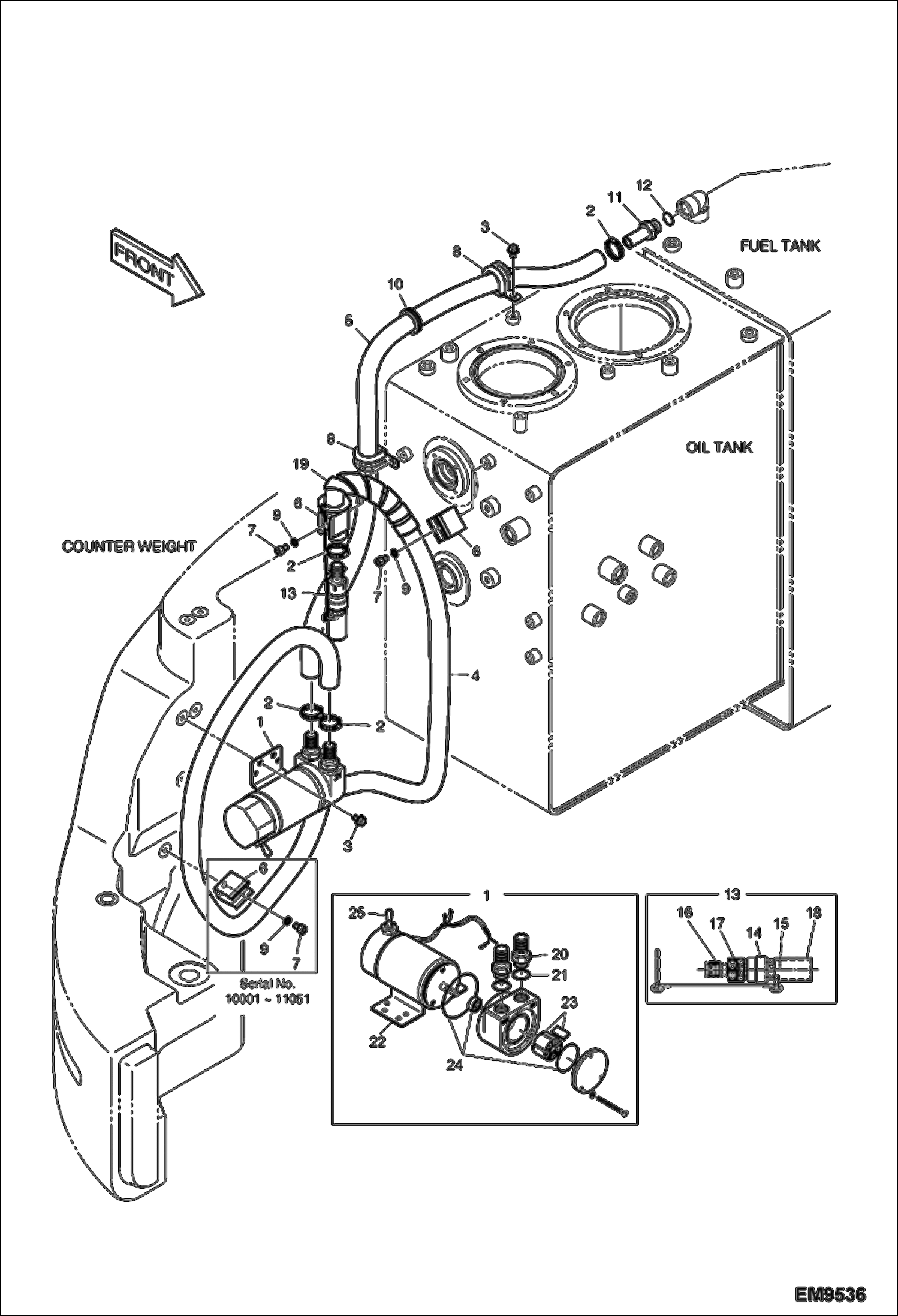 Схема запчастей Bobcat E80 - FUEL TRANSFER PUMP & CHECK VALVE (Filler Pump) POWER UNIT