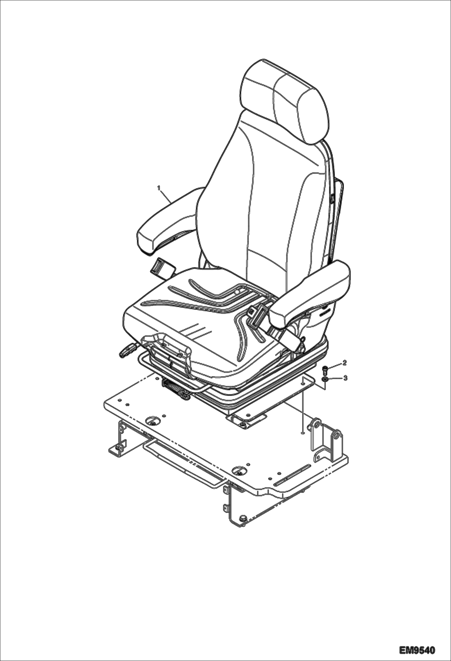 Схема запчастей Bobcat E55W - OPERATOR CAB (Seat Mounting) (AEFB11090 & Above) MAIN FRAME