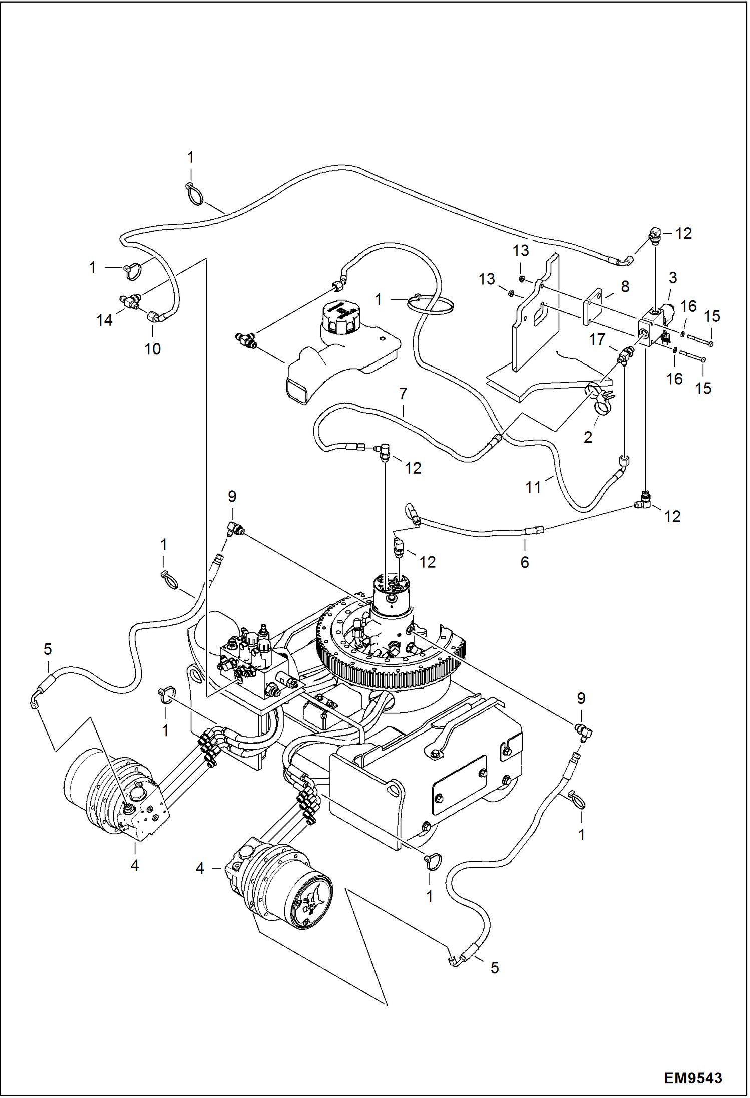 Схема запчастей Bobcat 418 - DRIVE MOTOR CIRCUITRY (S/N AB4711898 & Above) HYDRAULIC SYSTEM