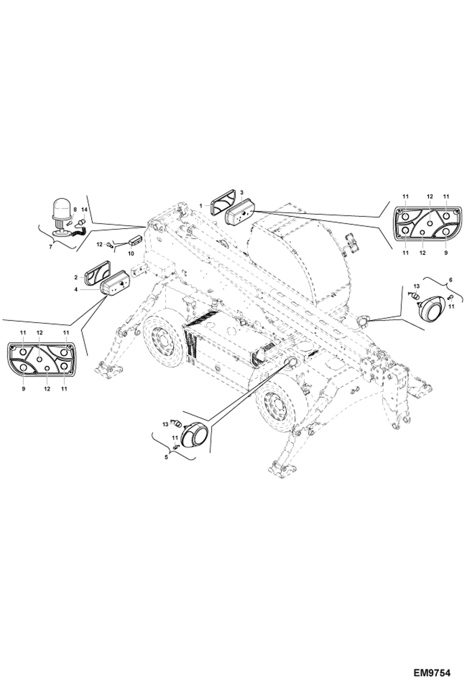 Схема запчастей Bobcat TR38160 - LIGHTS (Exterior) ELECTRICAL SYSTEM