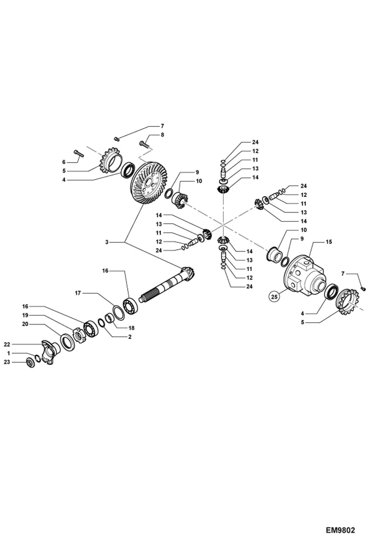 Схема запчастей Bobcat TR38160 - FRONT AXLE DIFFERENTIAL ASSEMBLY DRIVE SYSTEM