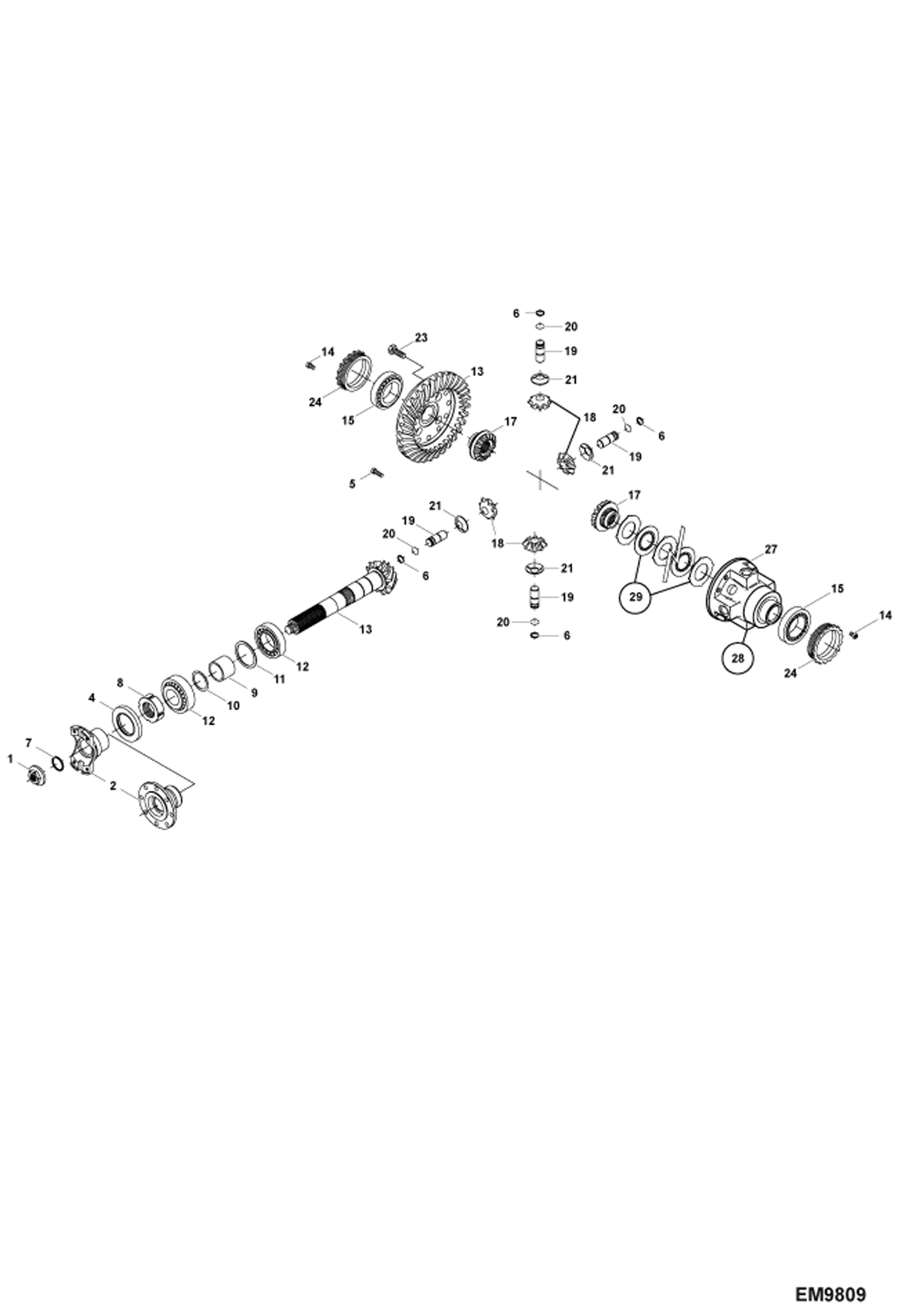 Схема запчастей Bobcat TR38160 - REAR AXLE DIFFERENTIAL ASSEMBLY DRIVE SYSTEM