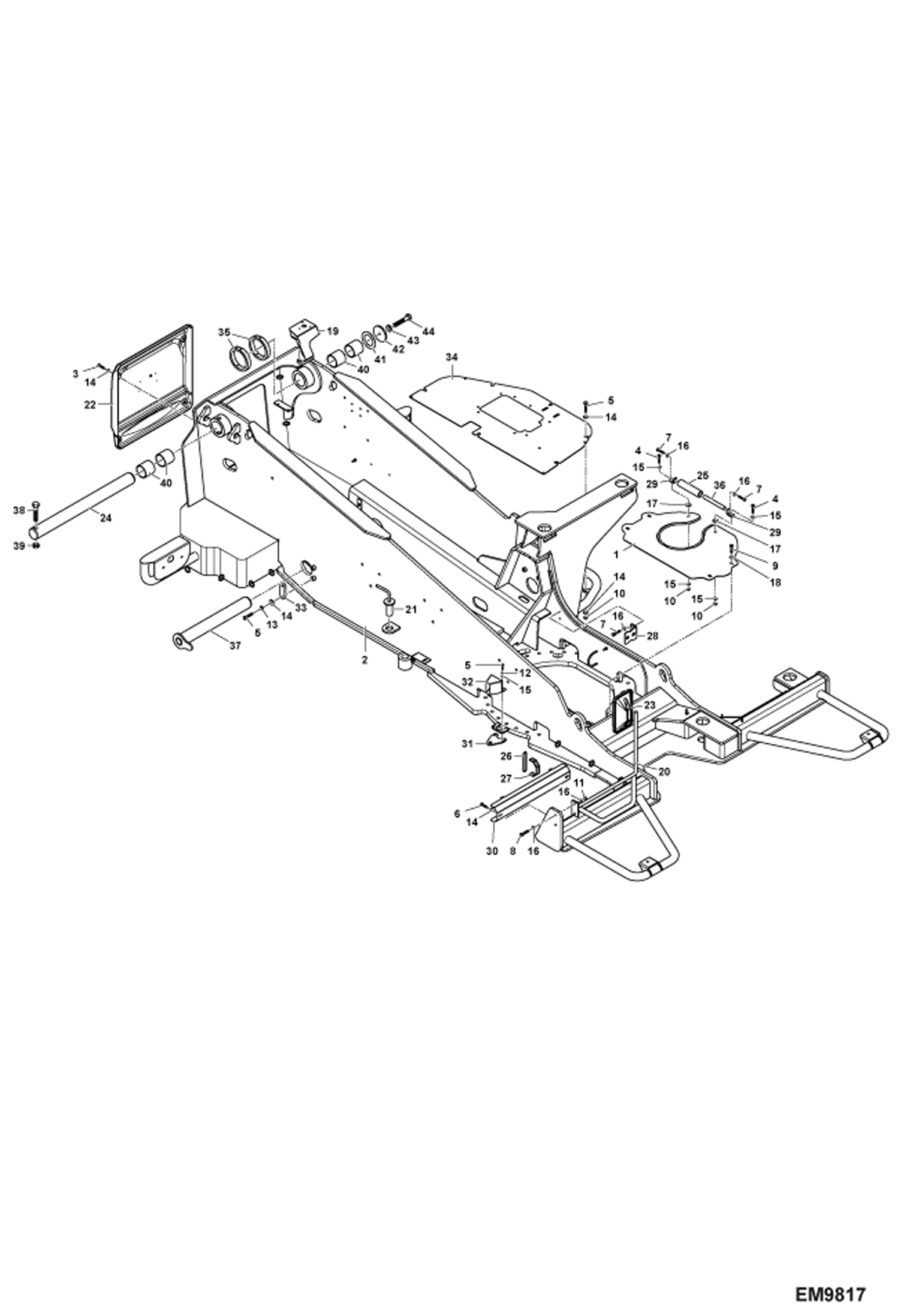 Схема запчастей Bobcat TR38160 - FRAME & SUPPORTS MAIN FRAME