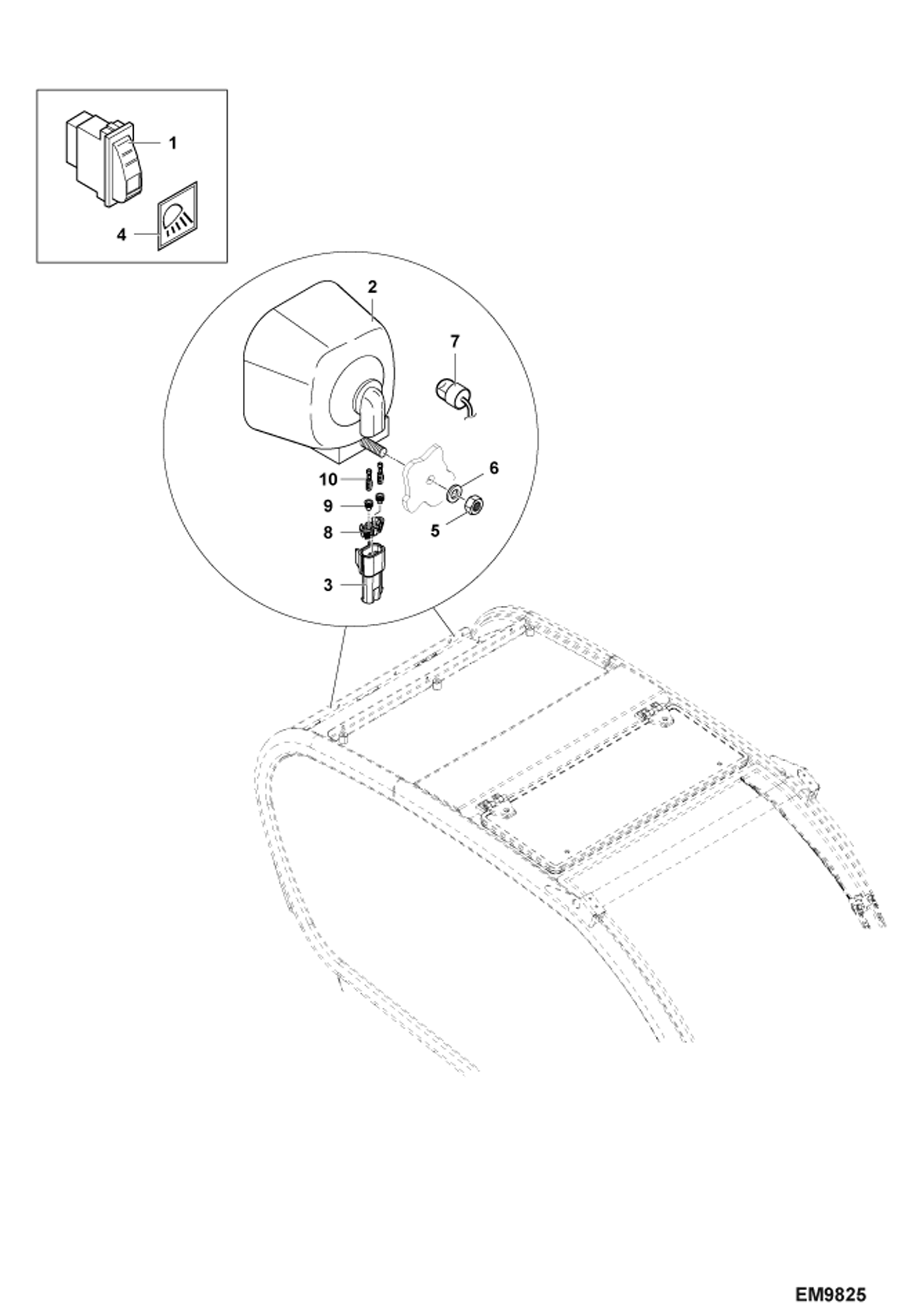 Схема запчастей Bobcat TR38160 - CAB SEARCHLIGHT (Rear) ACCESSORIES & OPTIONS