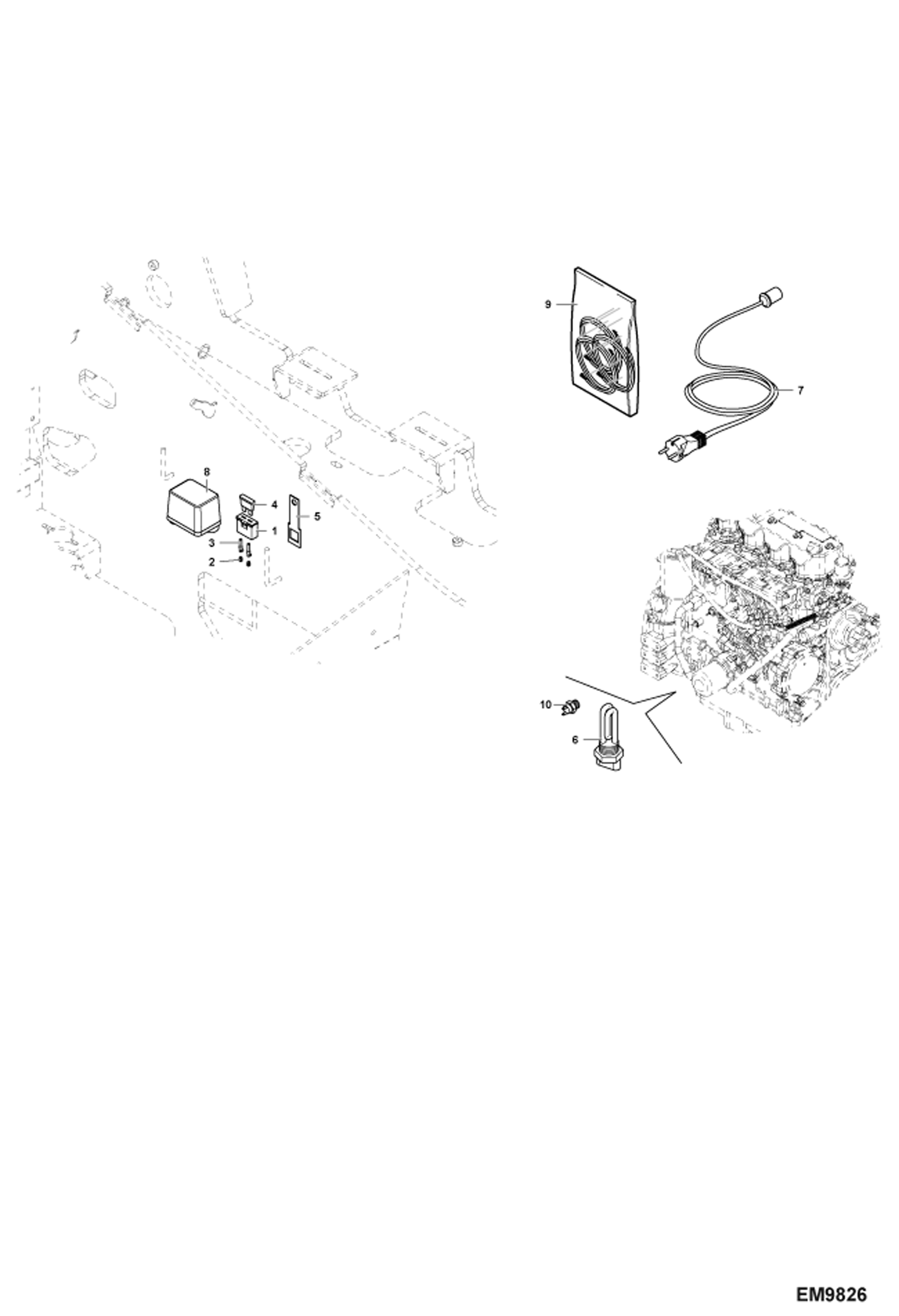 Схема запчастей Bobcat TR38160 - WATER HEATER (Connections) ACCESSORIES & OPTIONS