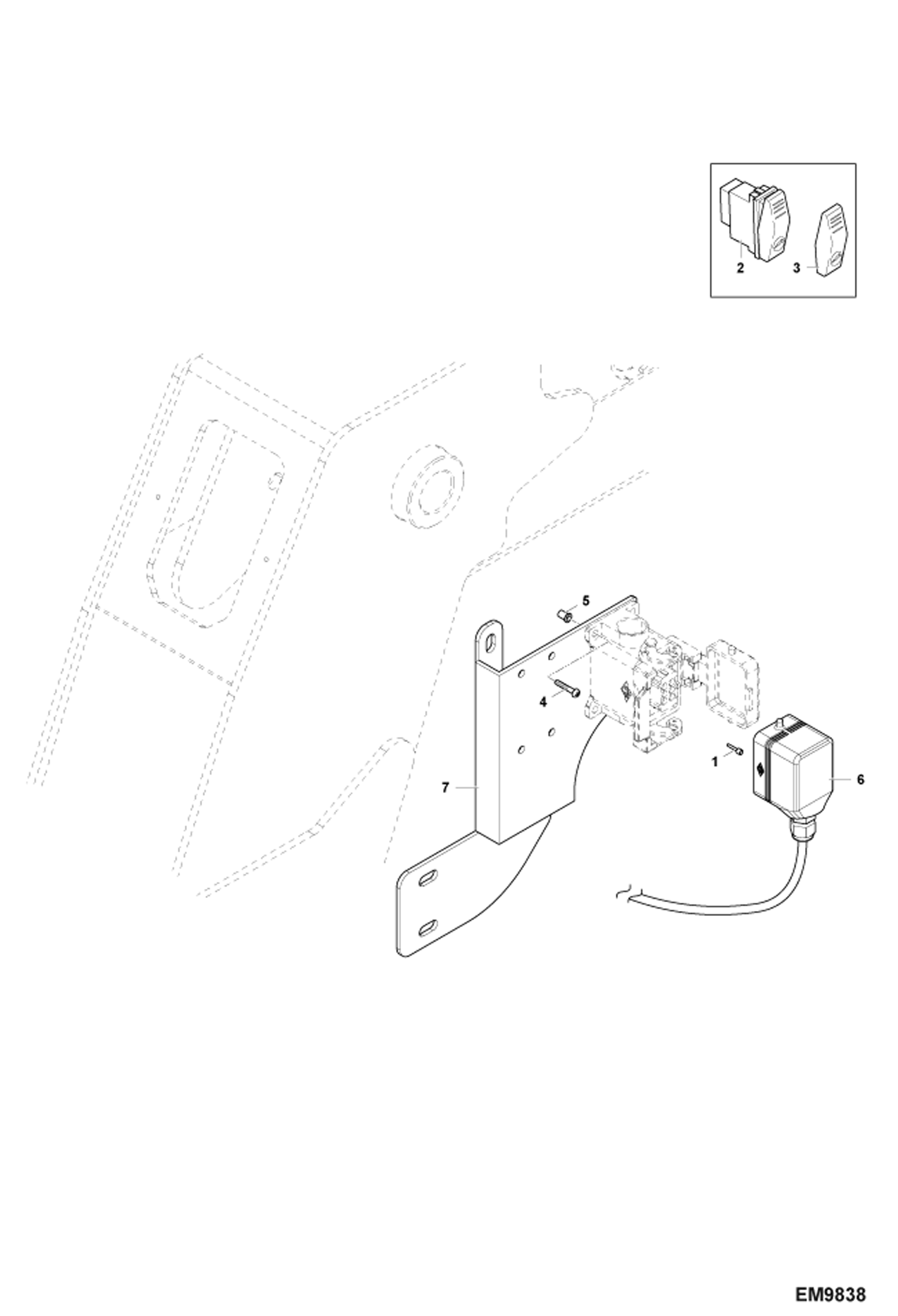 Схема запчастей Bobcat TR38160 - ELECTRICAL CONTACT ON BOOM HEAD ACCESSORIES & OPTIONS