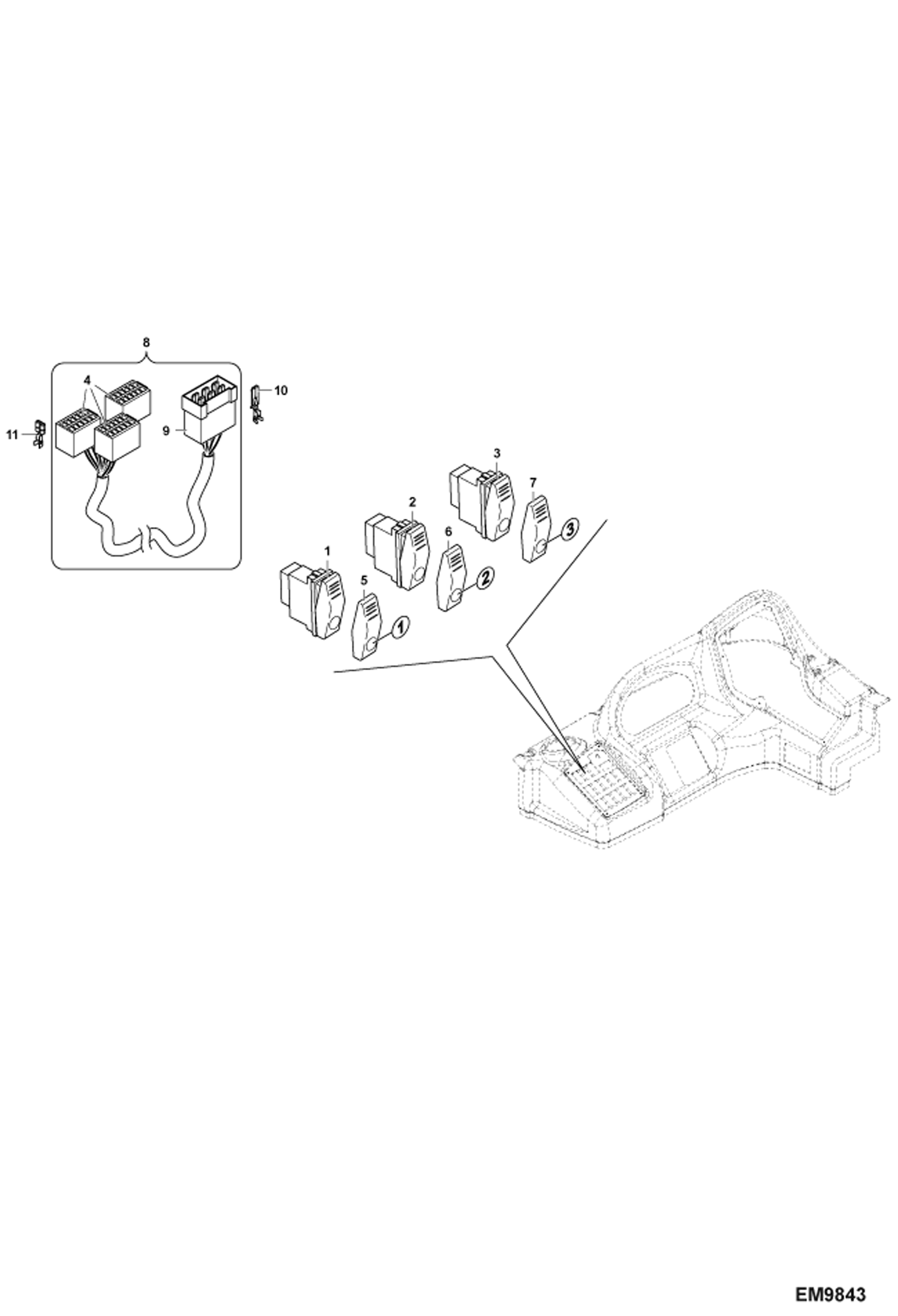 Схема запчастей Bobcat TR38160 - SWITCHES (For Centering Handler & Postive/Negative Jib) ACCESSORIES & OPTIONS