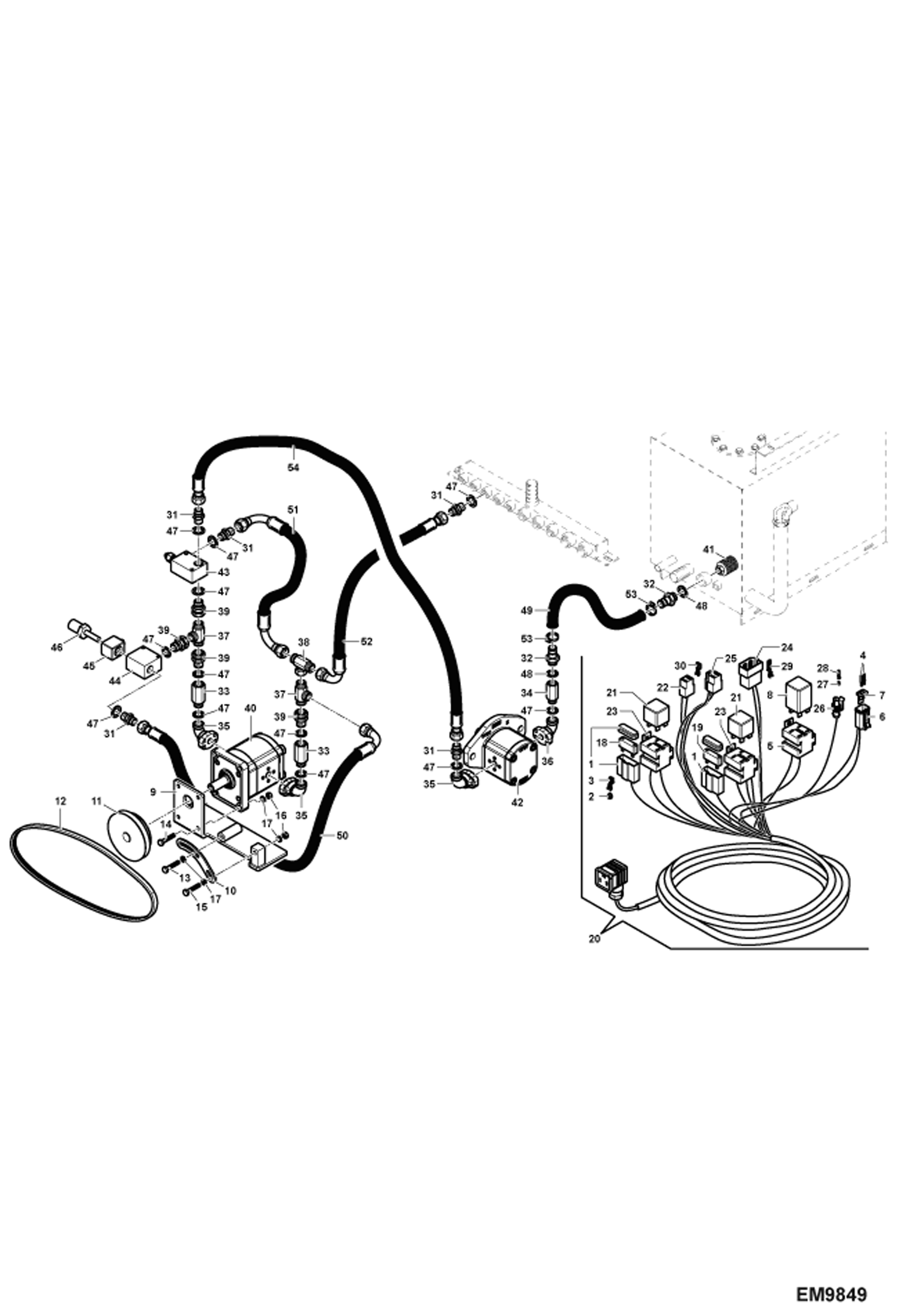 Схема запчастей Bobcat TR38160 - AIR CONDITIONING (Hydraulics) ACCESSORIES & OPTIONS