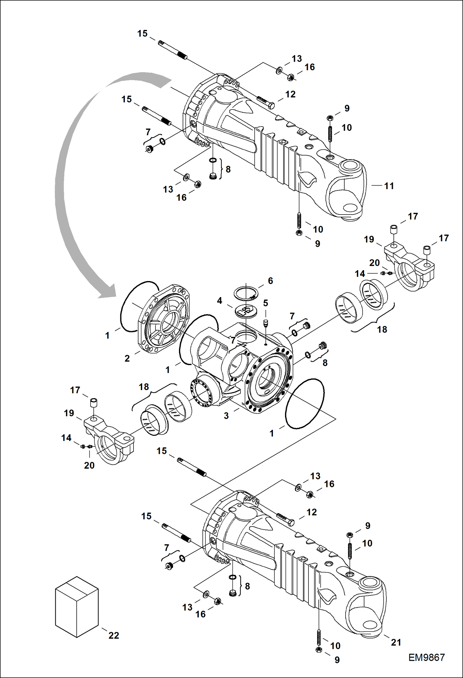 Схема запчастей Bobcat T35100 - HOUSING - REAR AXLE (Assy #6934450) DRIVE SYSTEM