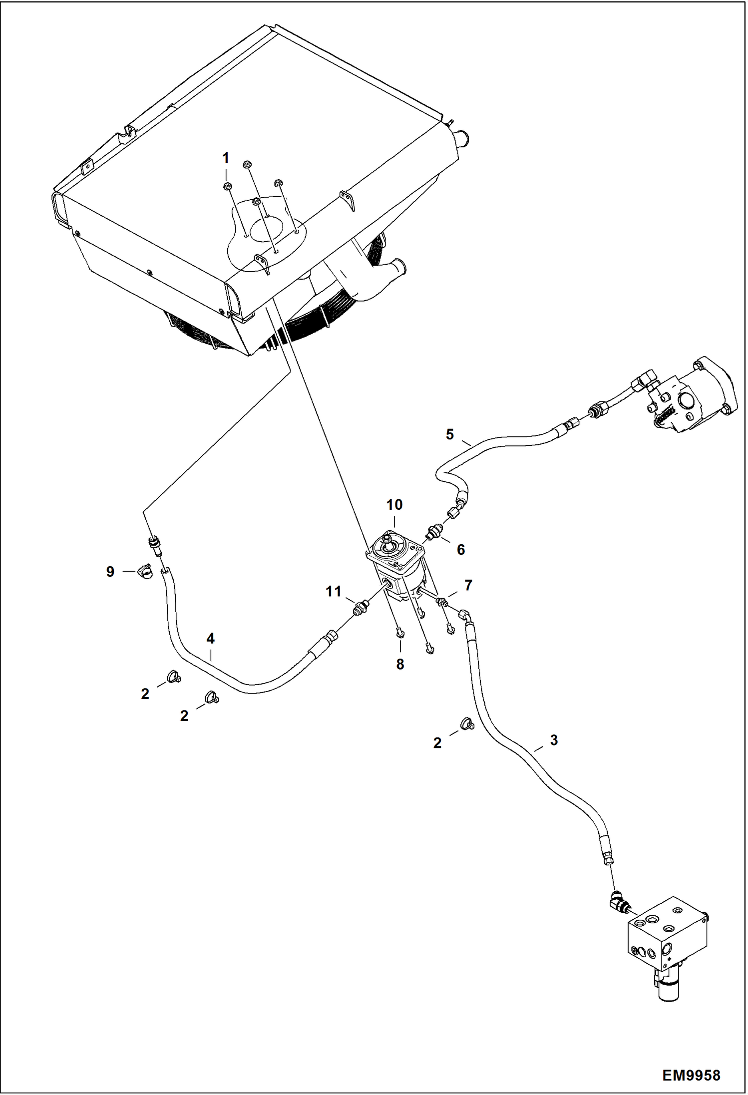 Схема запчастей Bobcat TL470HF - HYDRAULIC CIRCUITRY (Fan Motor) HYDRAULIC SYSTEM