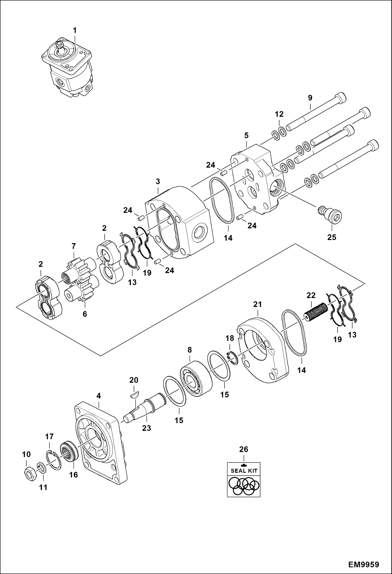 Схема запчастей Bobcat T40140 - FAN MOTOR HYDRAULIC SYSTEM