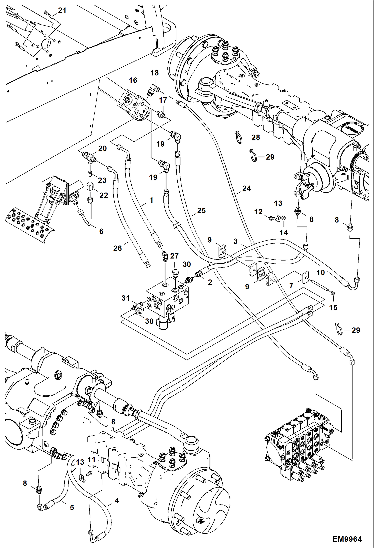 Схема запчастей Bobcat TL470HF - HYDRAULIC CIRCUITRY (Steering) HYDRAULIC SYSTEM