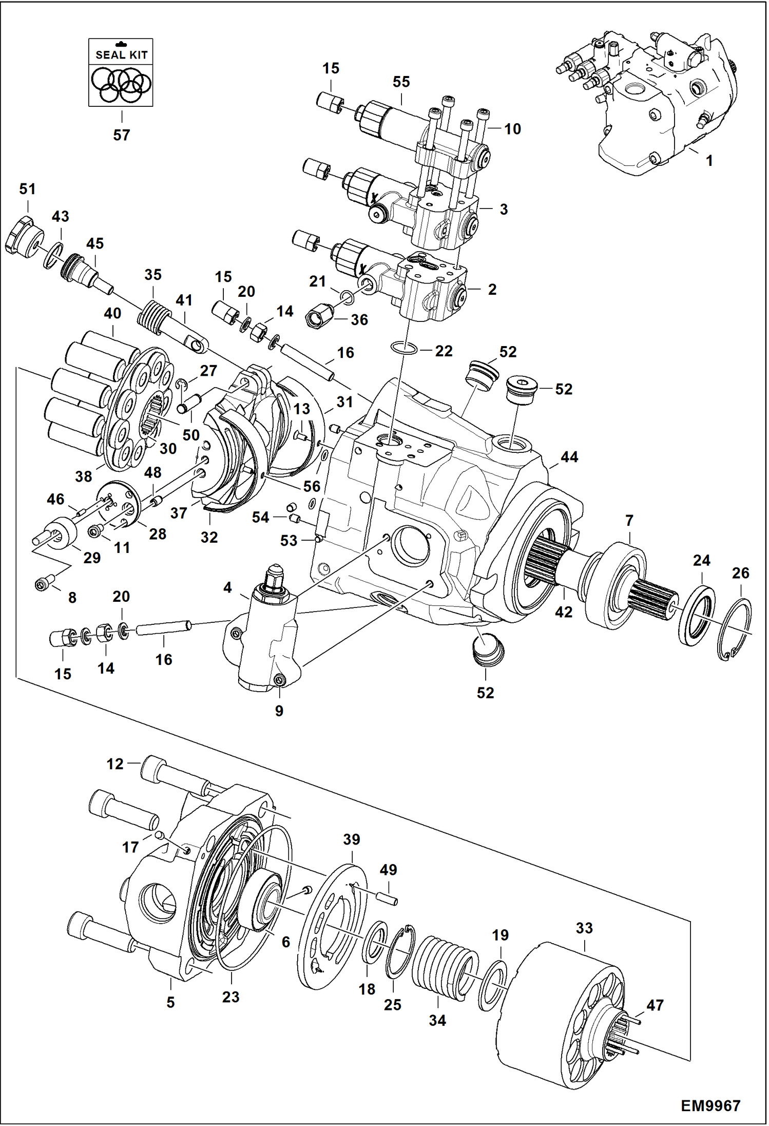 Схема запчастей Bobcat TL470HF - PISTON PUMP HYDRAULIC SYSTEM