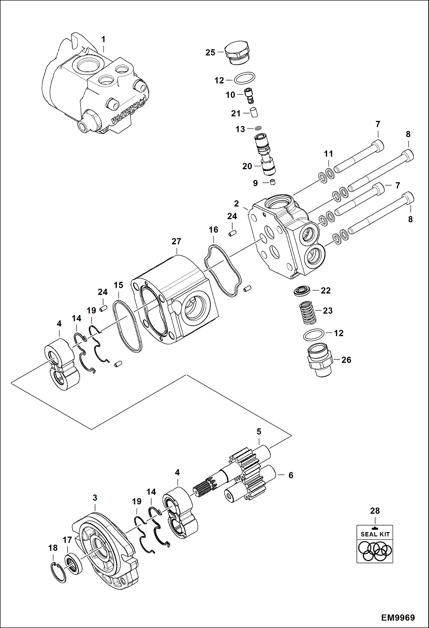 Схема запчастей Bobcat TL470HF - FAN PUMP HYDRAULIC SYSTEM