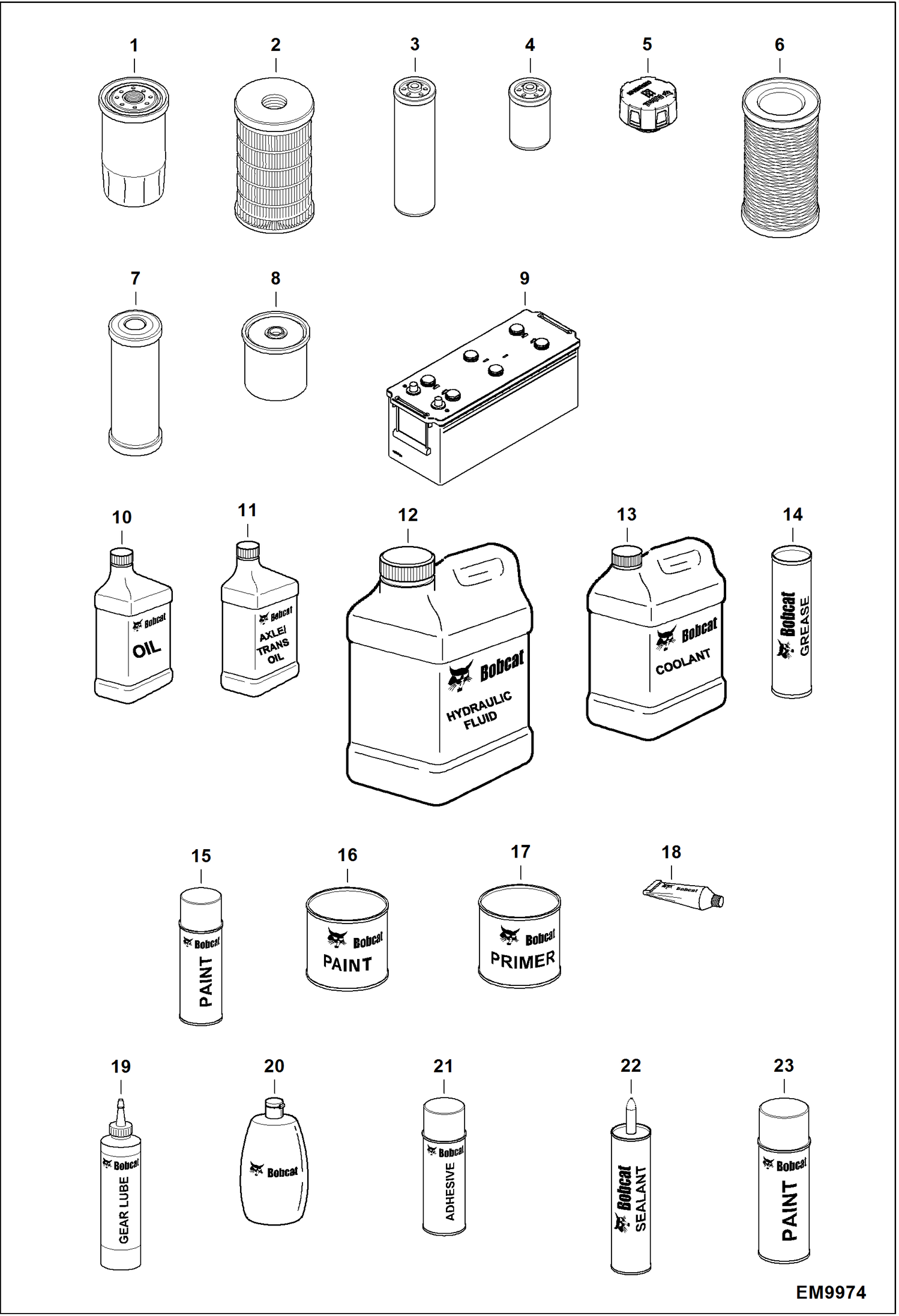 Схема запчастей Bobcat TL470HF - MAINTENANCE ITEMS (Service Parts) MAINTENANCE ITEMS